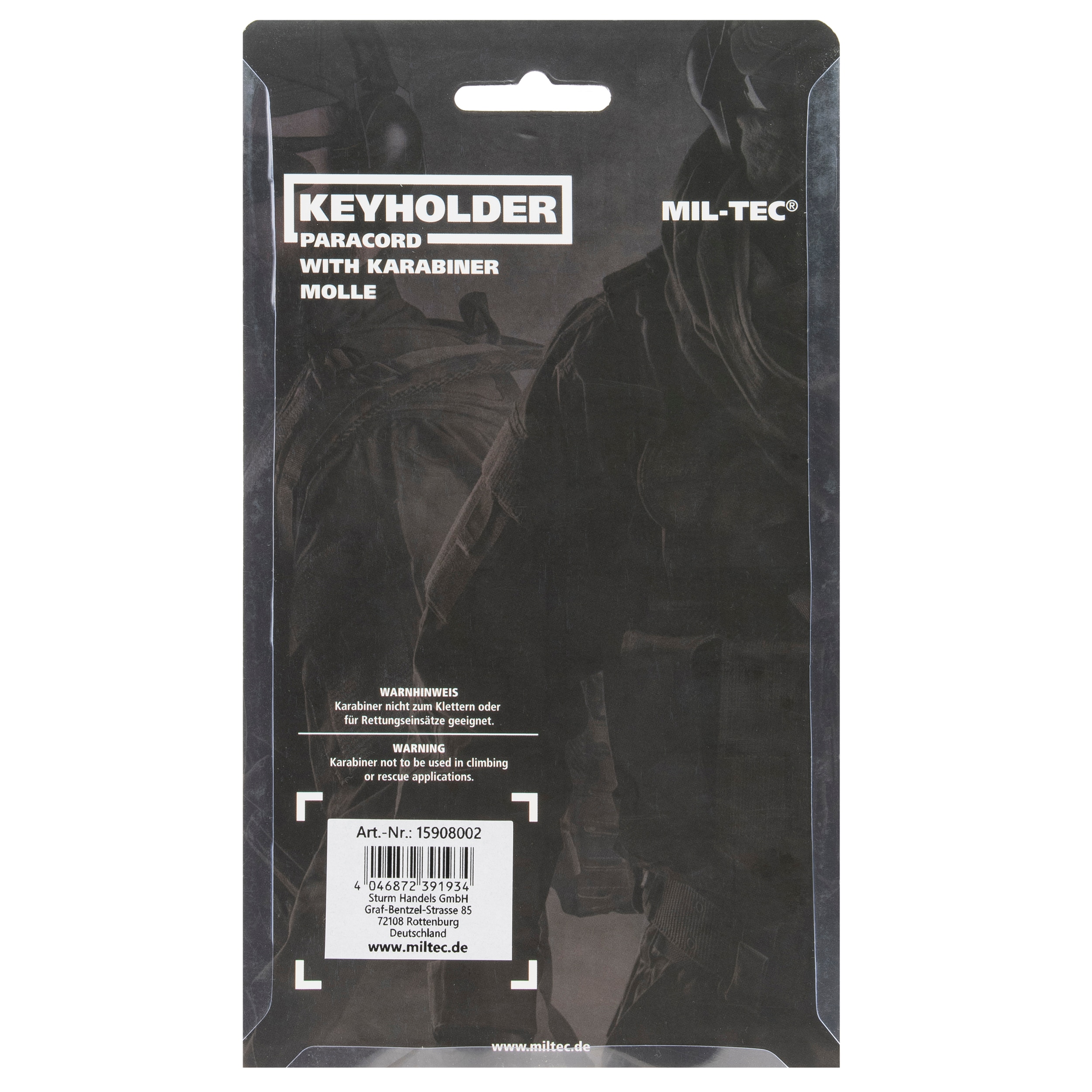 Mil-Tec Paracord kulcstartó MOLLE karabinerrel - Black