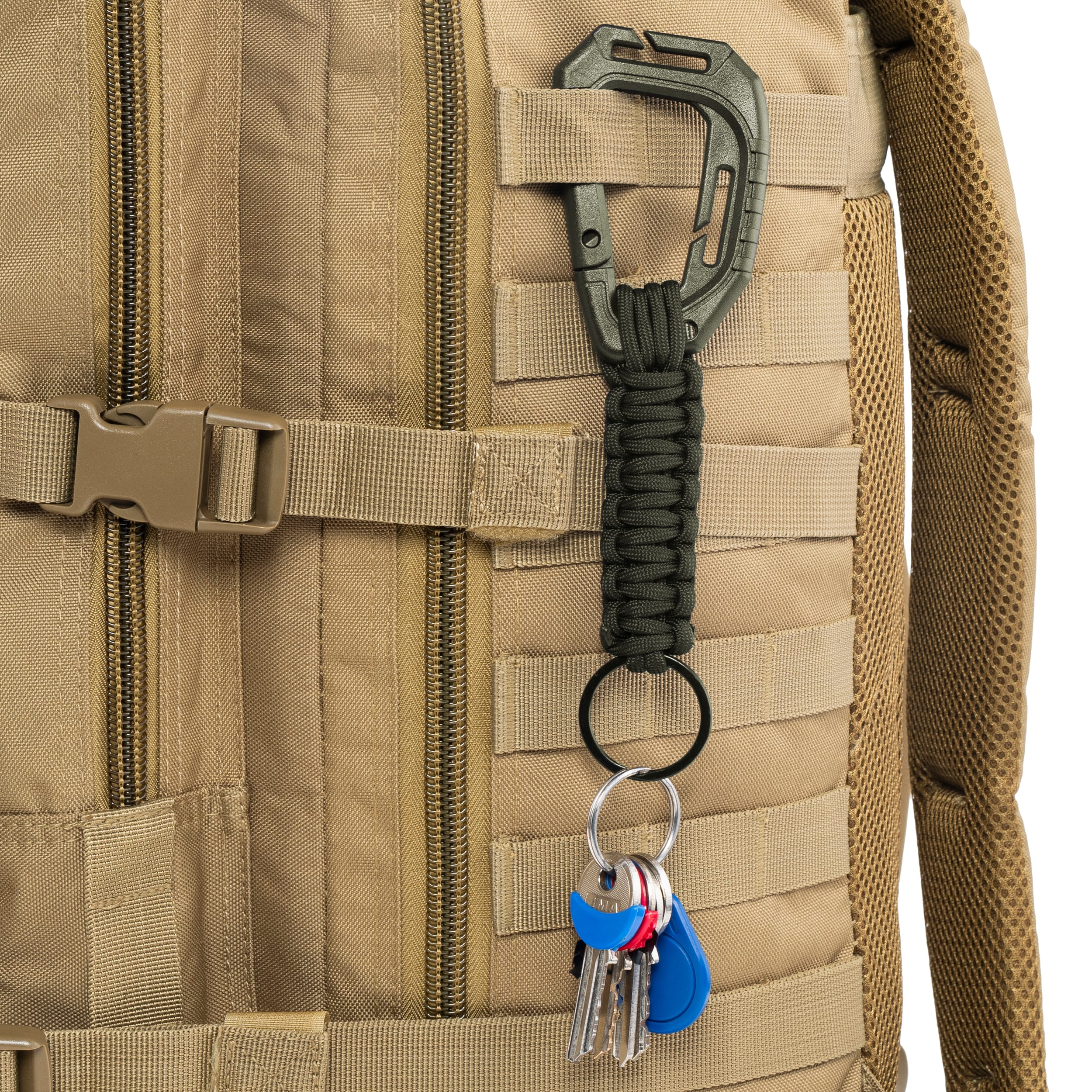 Mil-Tec Paracord kulcstartó MOLLE karabinerrel - Olive