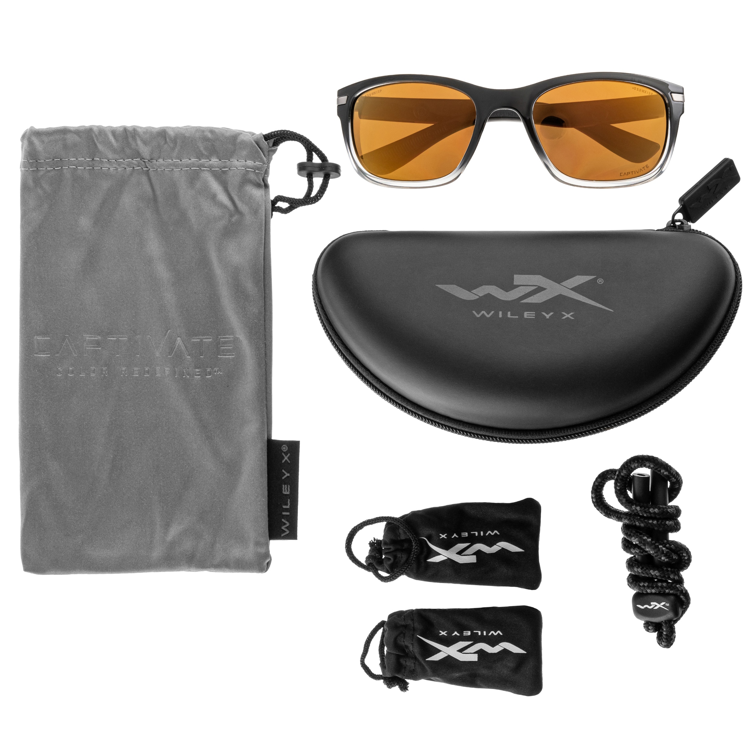 Wiley X Helix taktikai szemüveg - Captivate Polarized Bronze Mirror/Gloss Black Fade to Clear Crystal