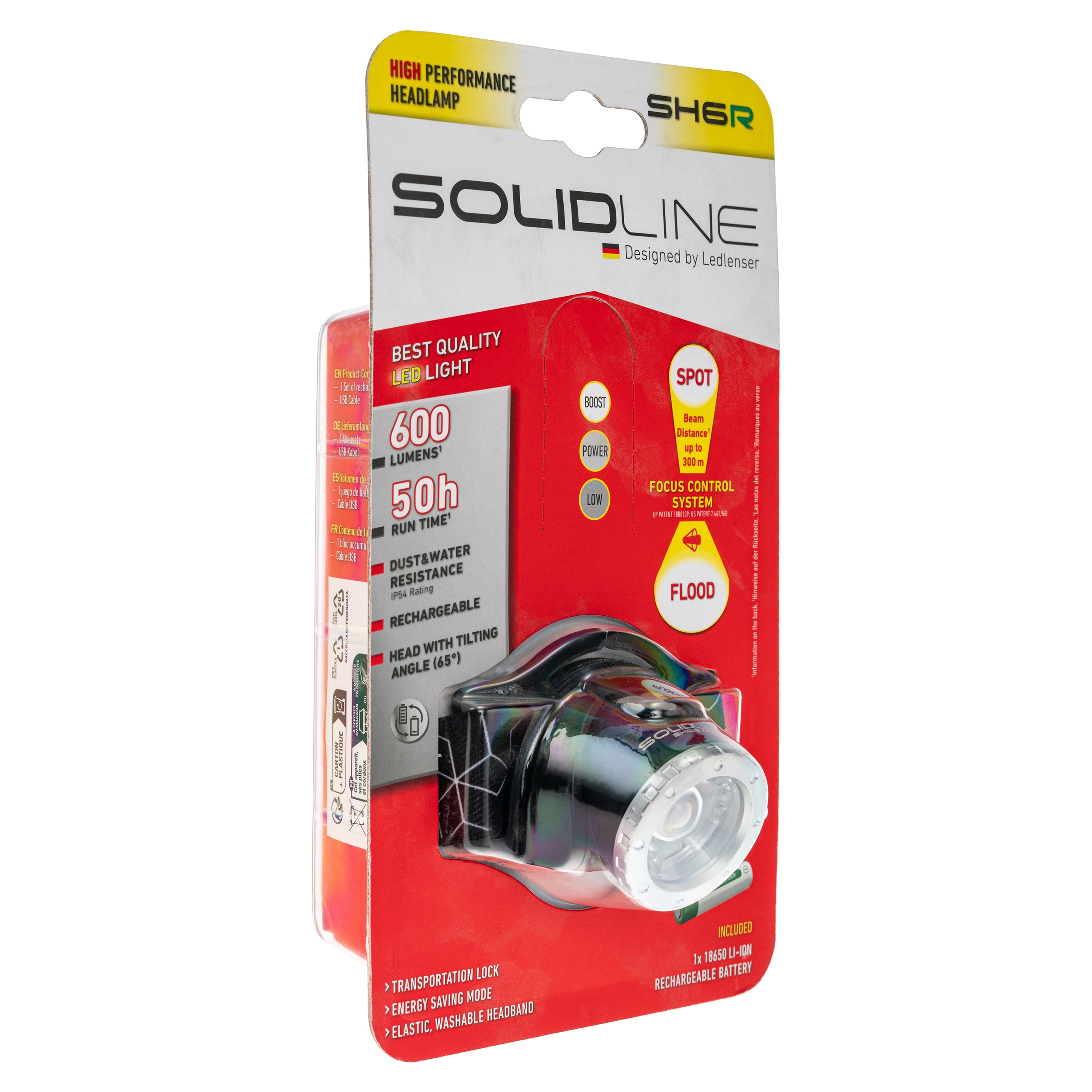 Ledlenser SH6R Solidline Black fejlámpa - 600 lumen