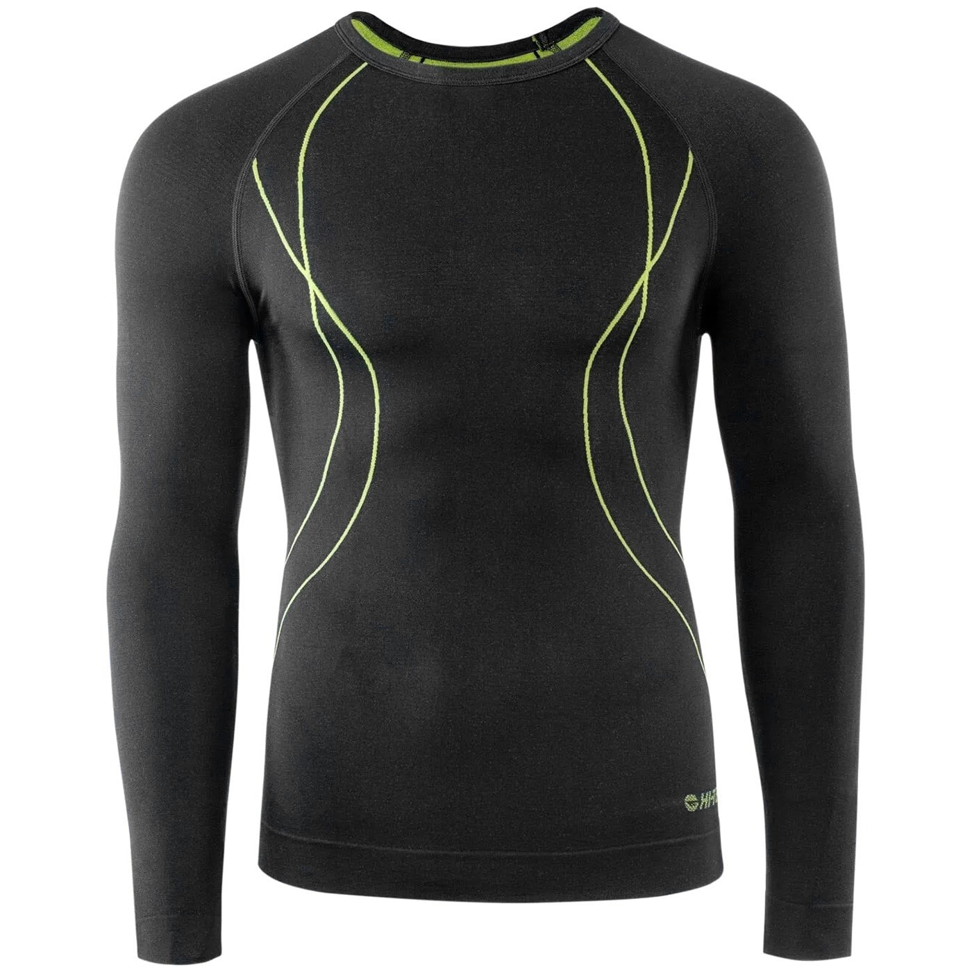 Hi-Tec Ikar Top Long Sleeve hosszú ujjú thermoaktív póló - Black/Lime Punch