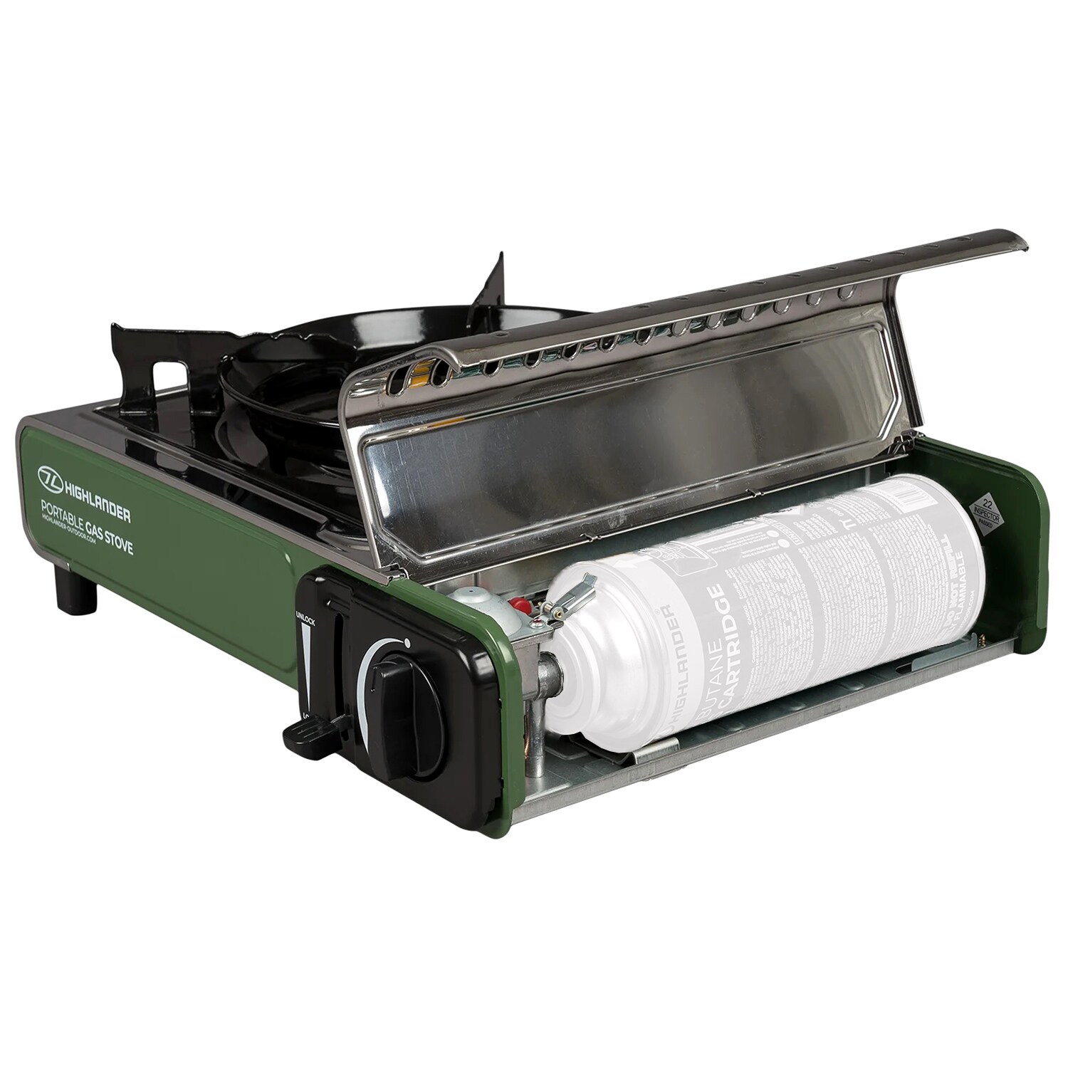 Highlander Outdoor Portable Gas Stove kempingtűzhely - Green