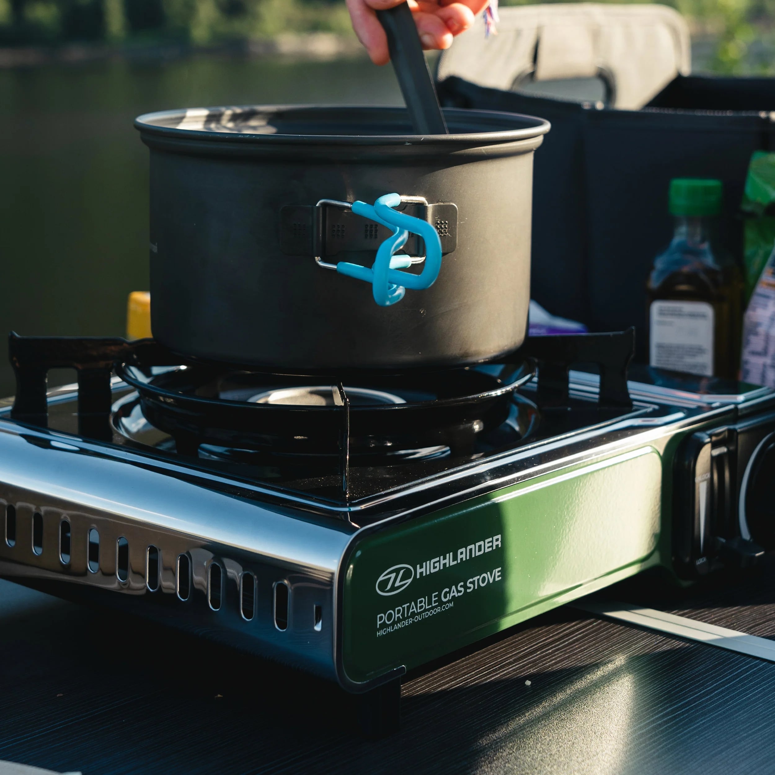Highlander Outdoor Portable Gas Stove kempingtűzhely - Green