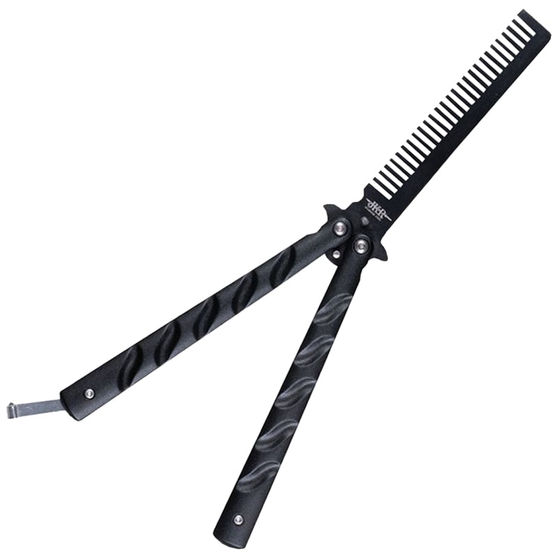 Joker Comb pillangókés alakú összecsukható fésű - Black