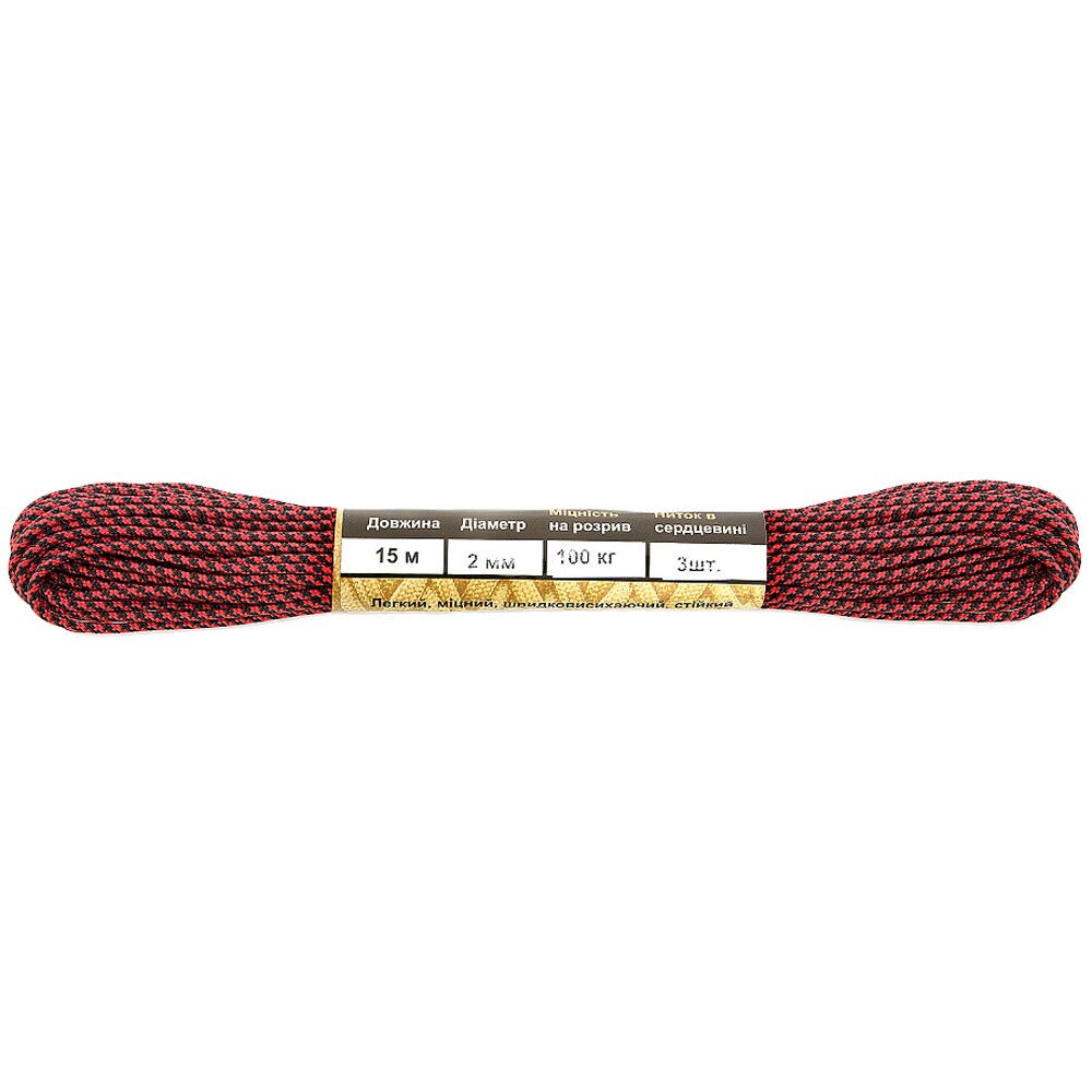 M-Tac Minicord ejtőernyőzsinór 15 m - Black/Red