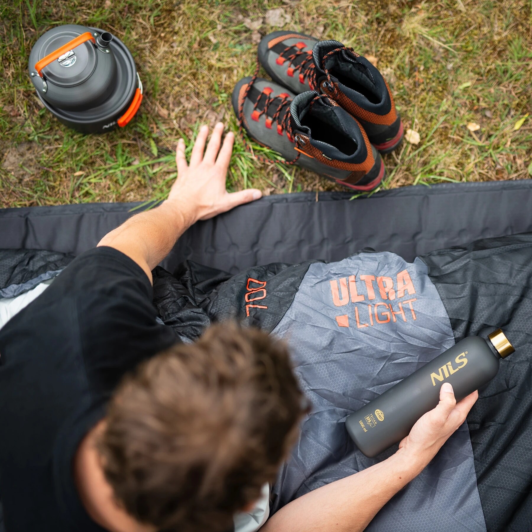 Nils Camp Ultra Light hálózsák - Szürke-narancssárga