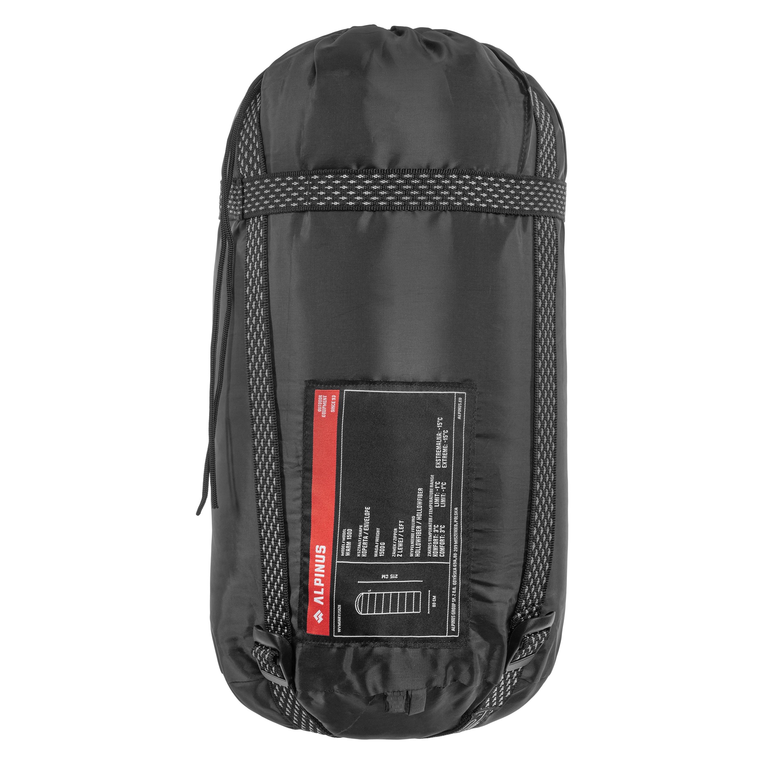 Alpinus Warm 1500 hálózsák - fekete - balos