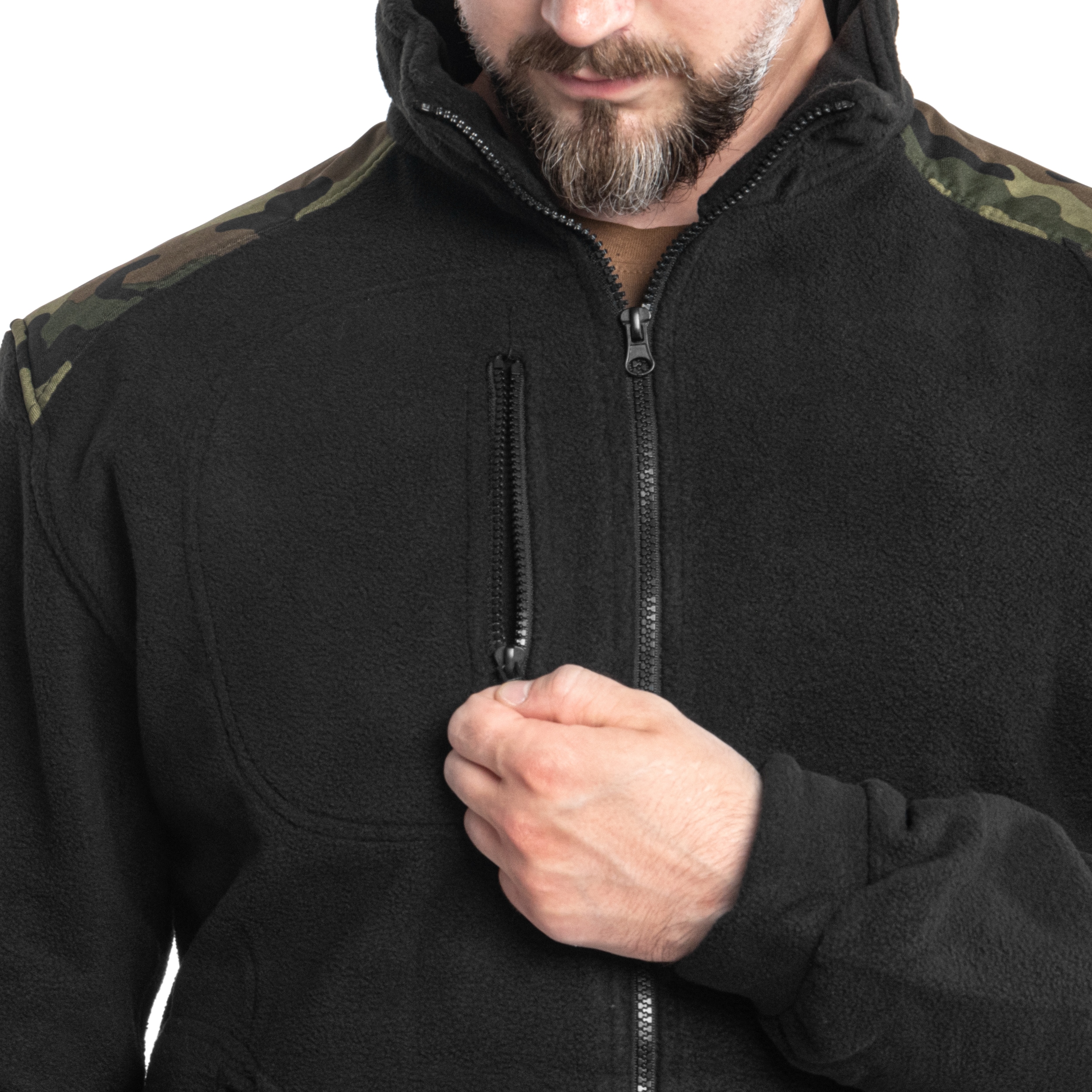 Katonai polár pulóver - Black/Camouflage