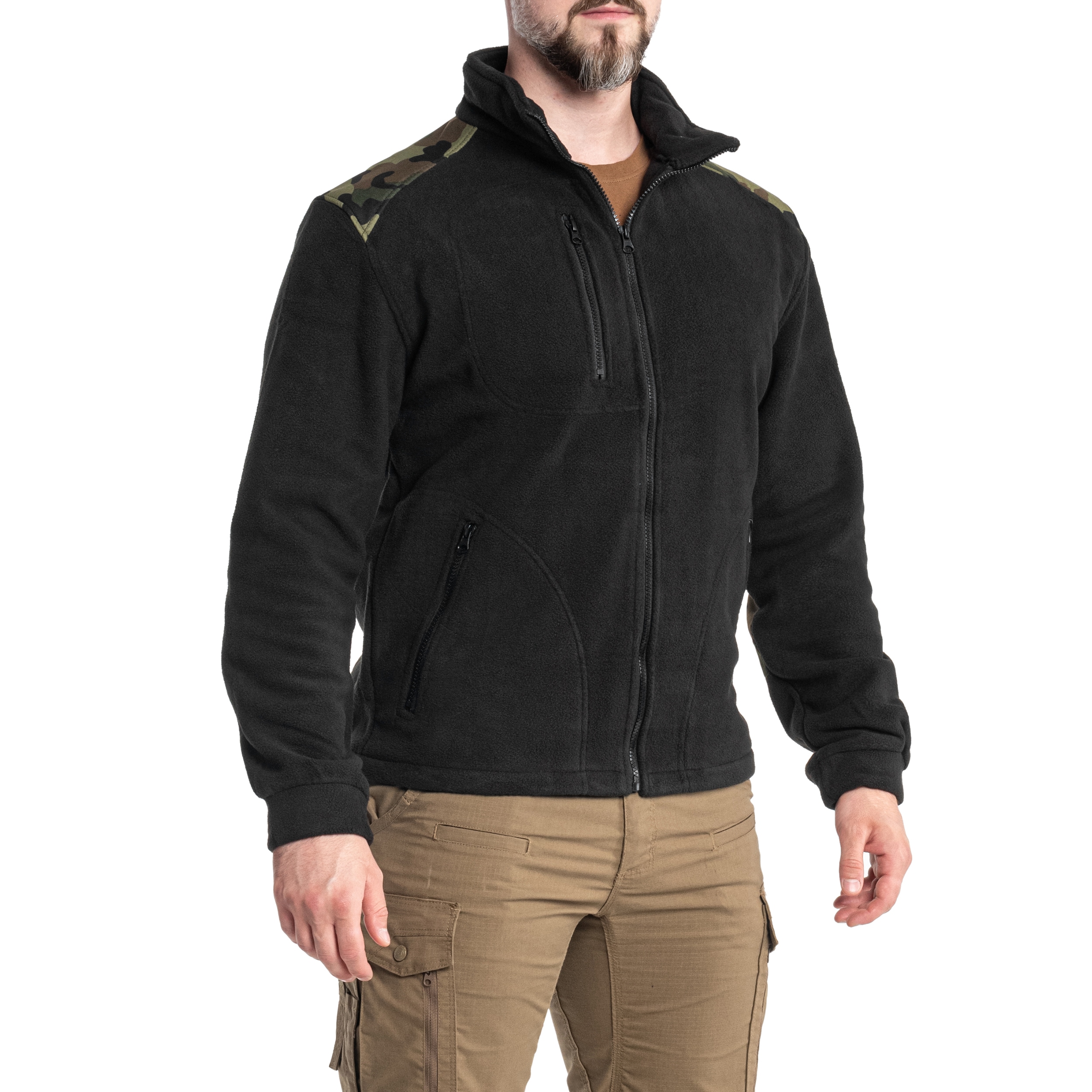 Katonai polár pulóver - Black/Camouflage