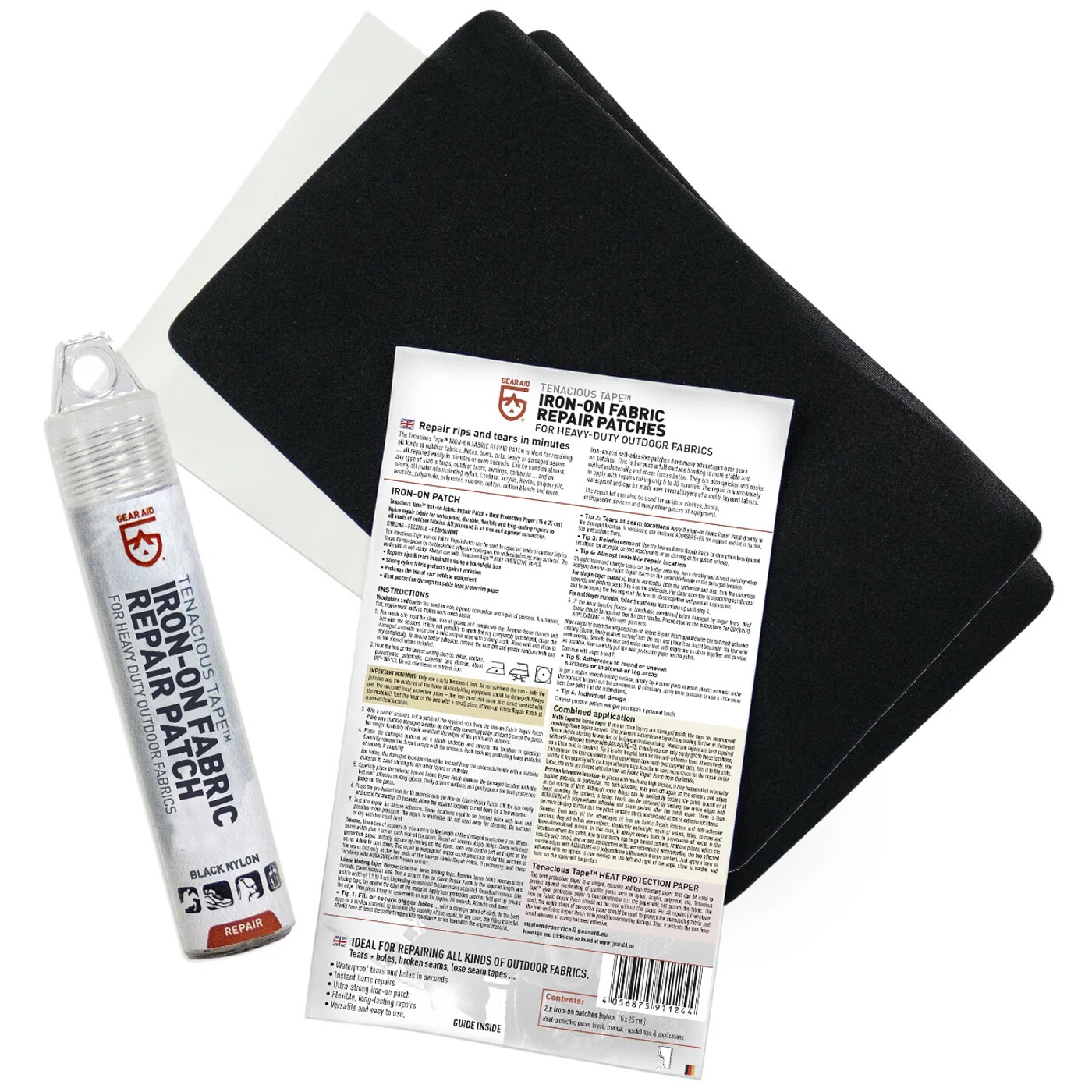 Gear Aid Tenacious Tape Iron-On Fabric Repair Patch javítószalag - Black