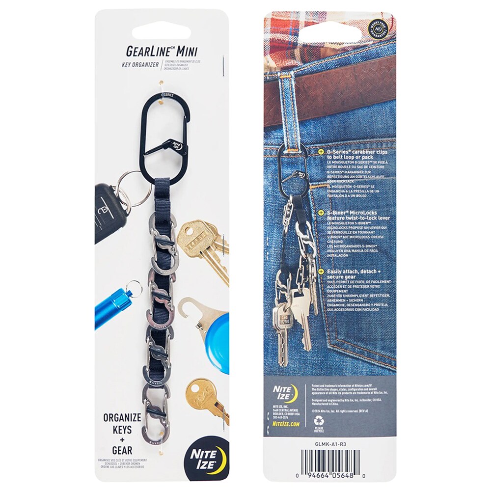 Nite Ize GearLine Mini Key Organizer kulcstartó karabinerekkel - Black