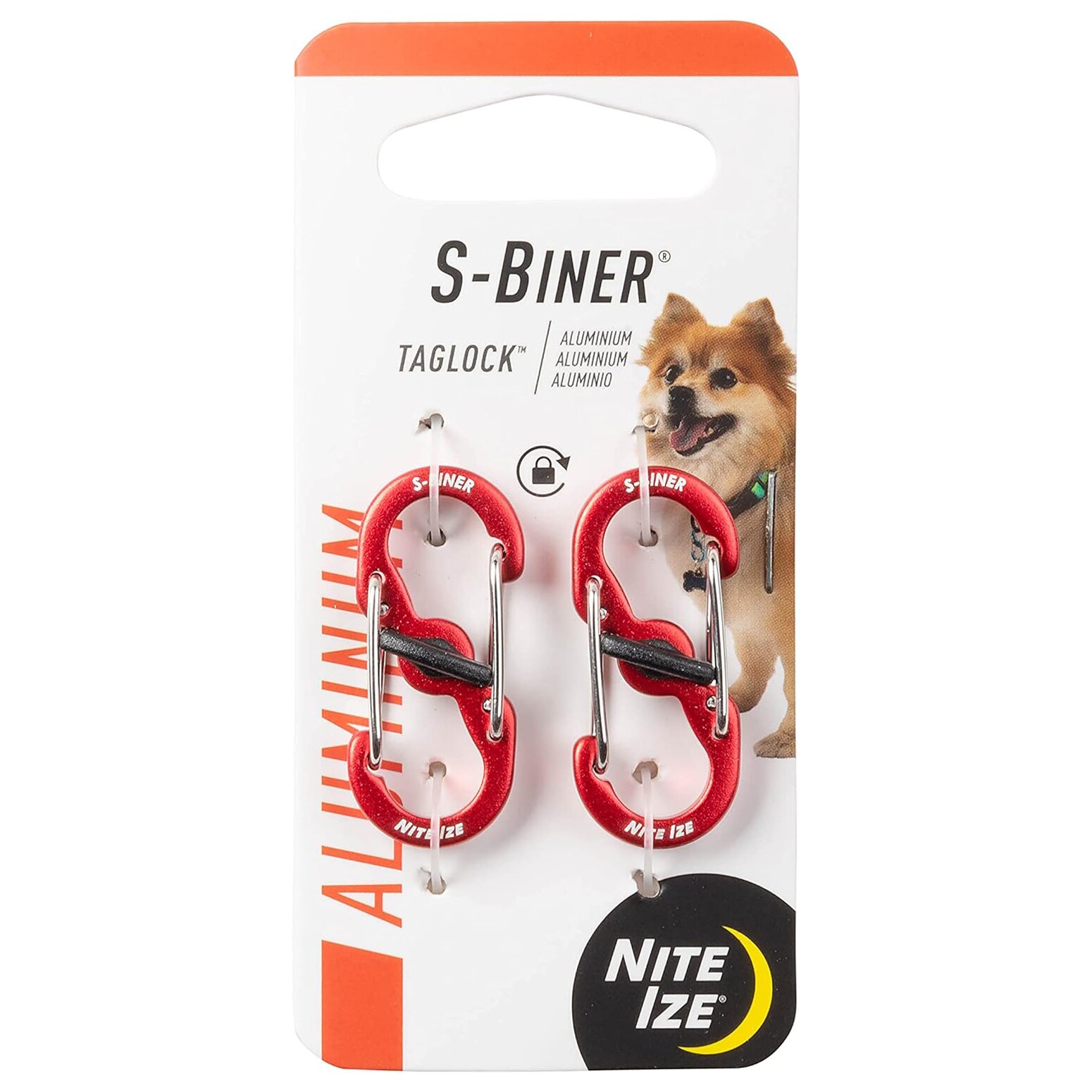Nite Ize S-Biner TagLock Aluminum Red karabiner - 2 db
