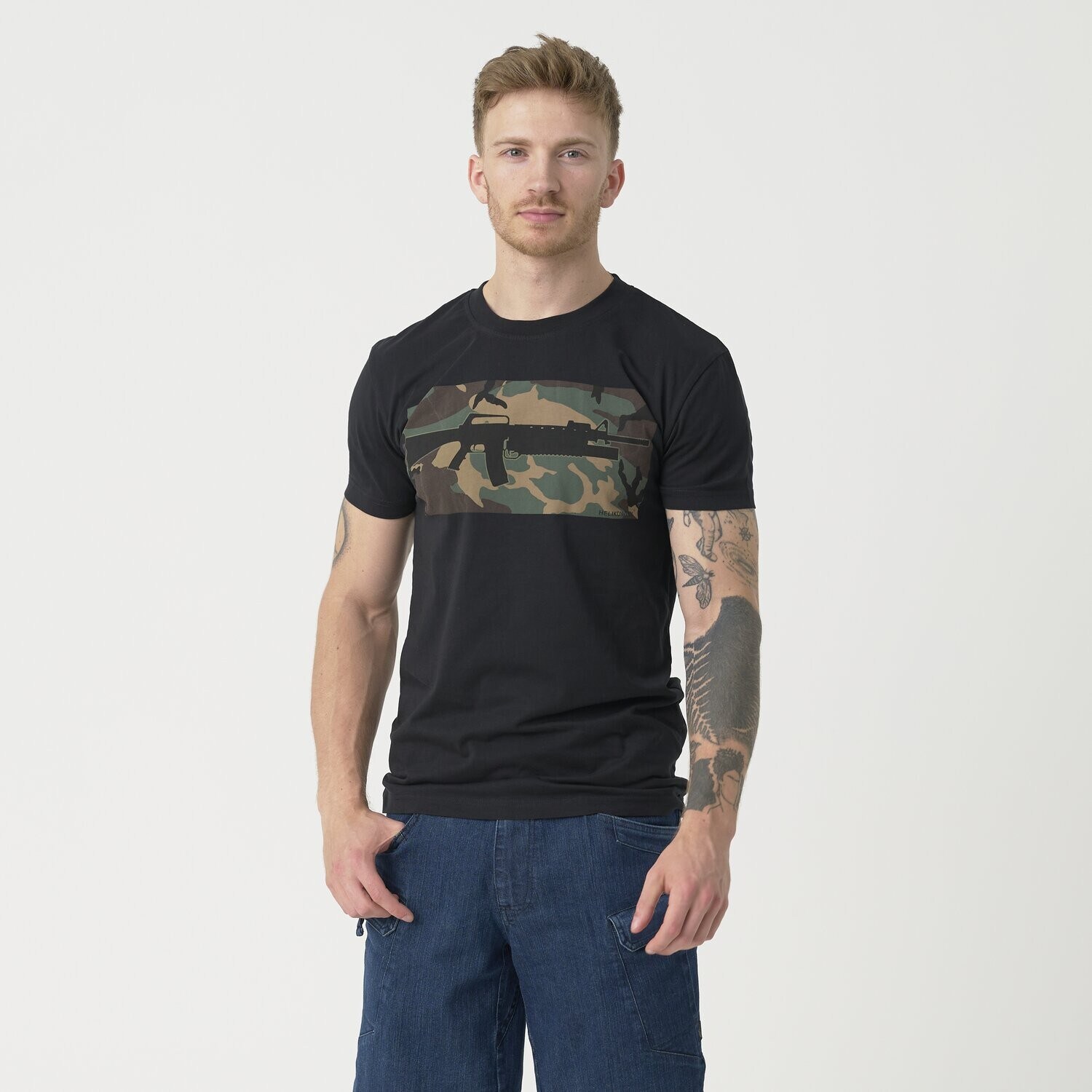 Helikon 16/203 Combo T-shirt póló - Black/US Woodland