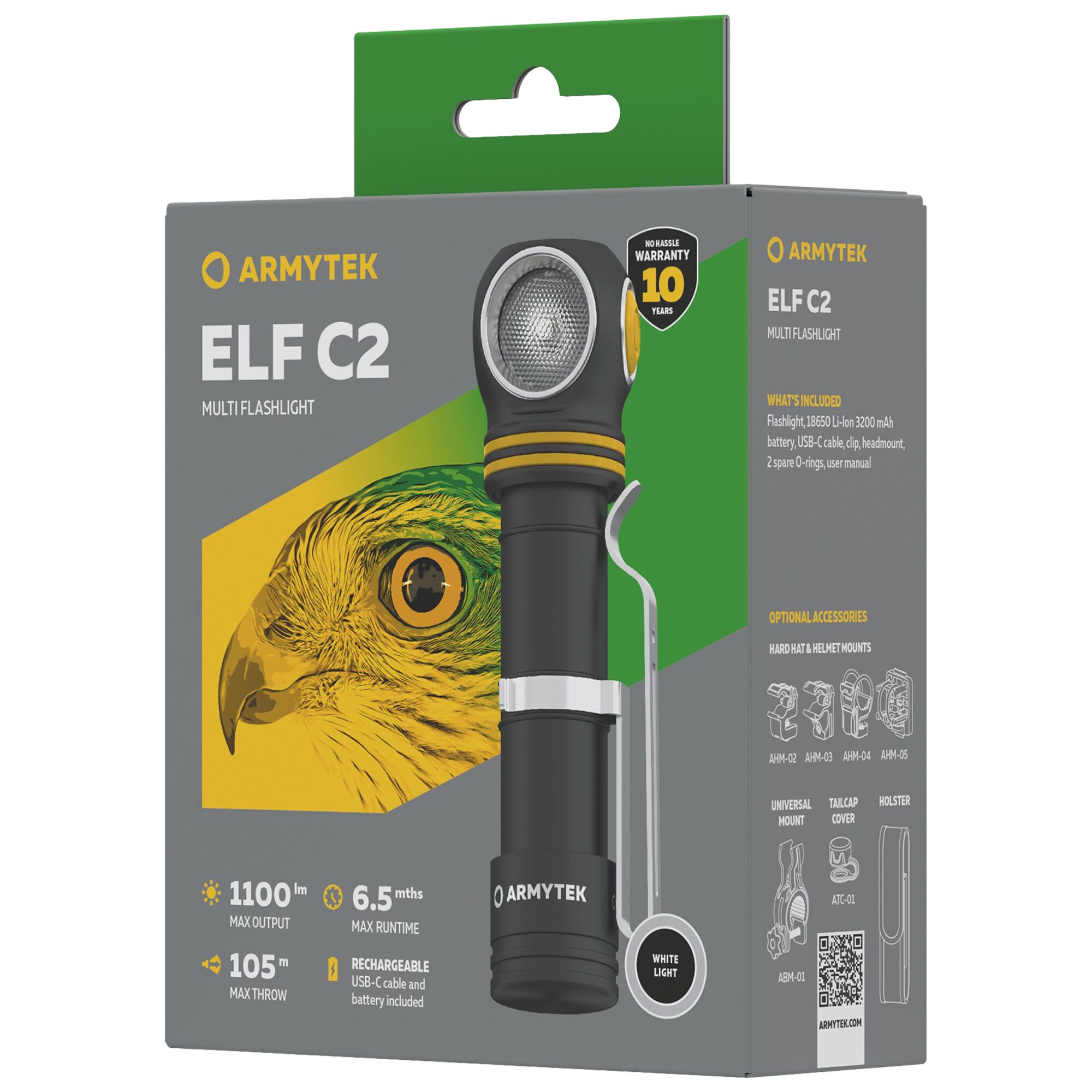 Armytek Elf C2 USB-C fej- és derékszögű lámpa White 4 az 1-ben - 1100 lumen