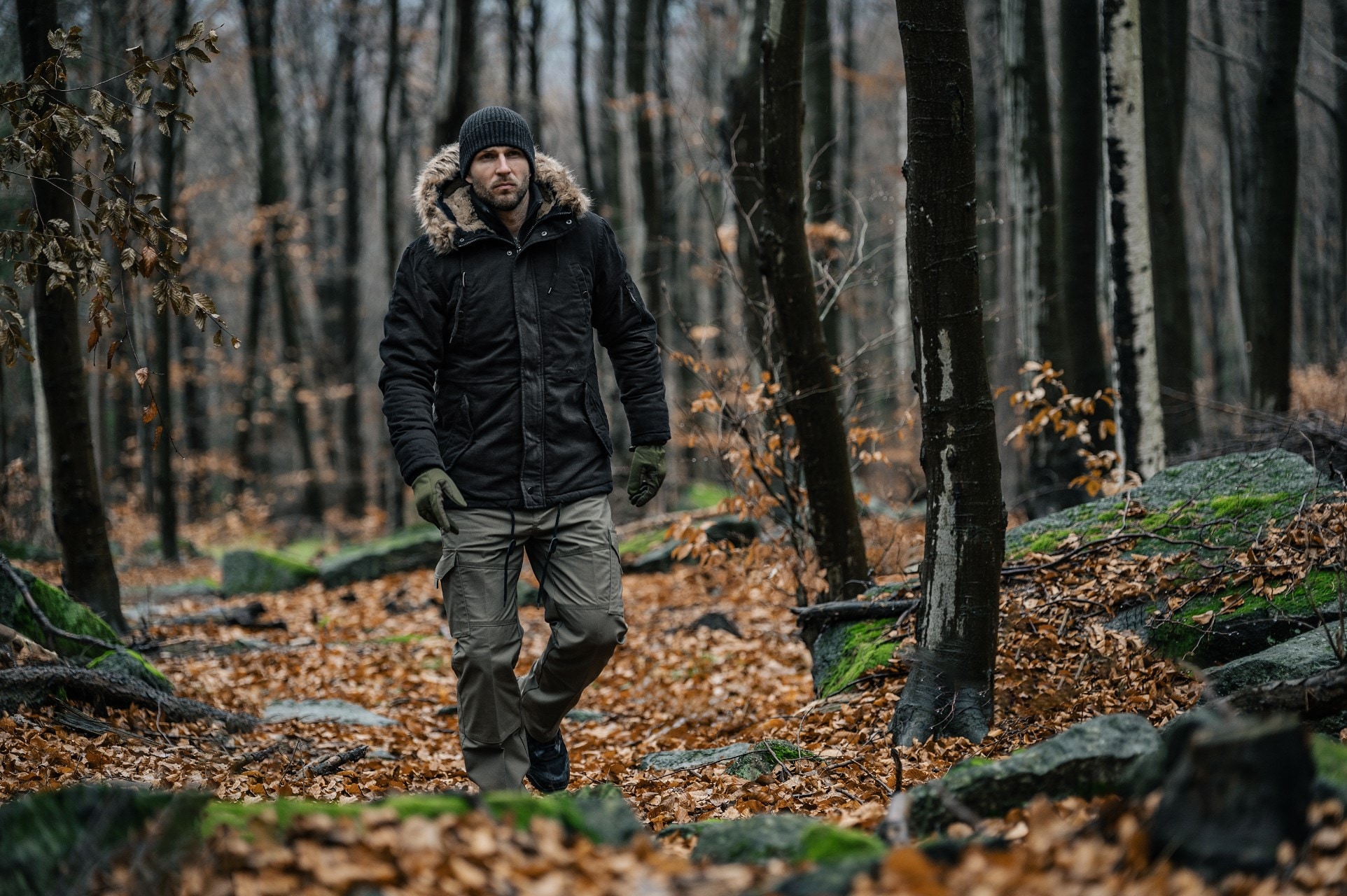 Military Wear Fish Tail Parka kabát - Black