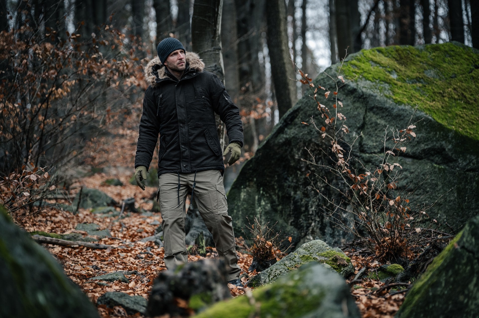 Military Wear Fish Tail Parka kabát - Black