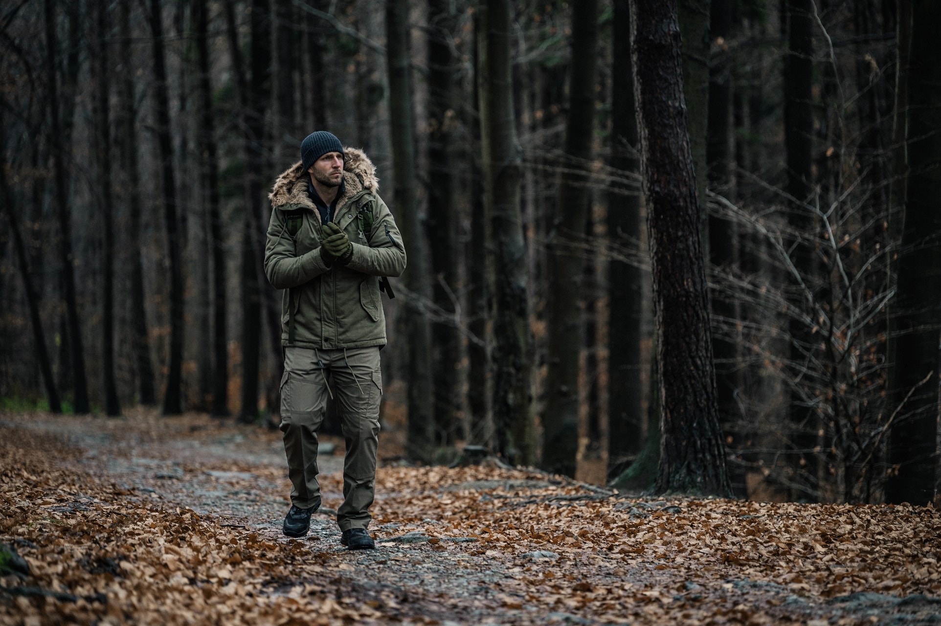 Military Wear Fish Tail Parka kabát - Olive