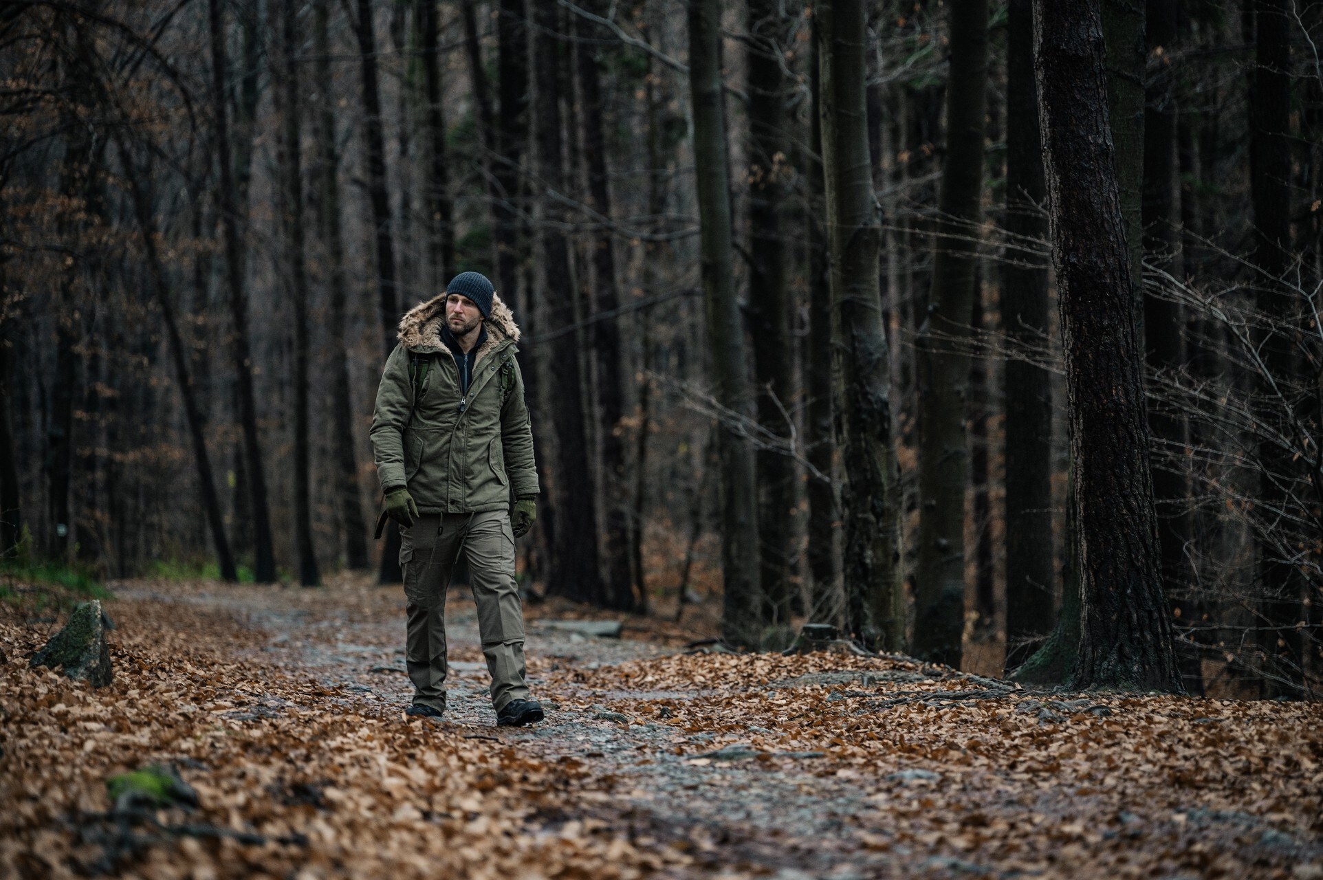 Military Wear Fish Tail Parka kabát - Olive