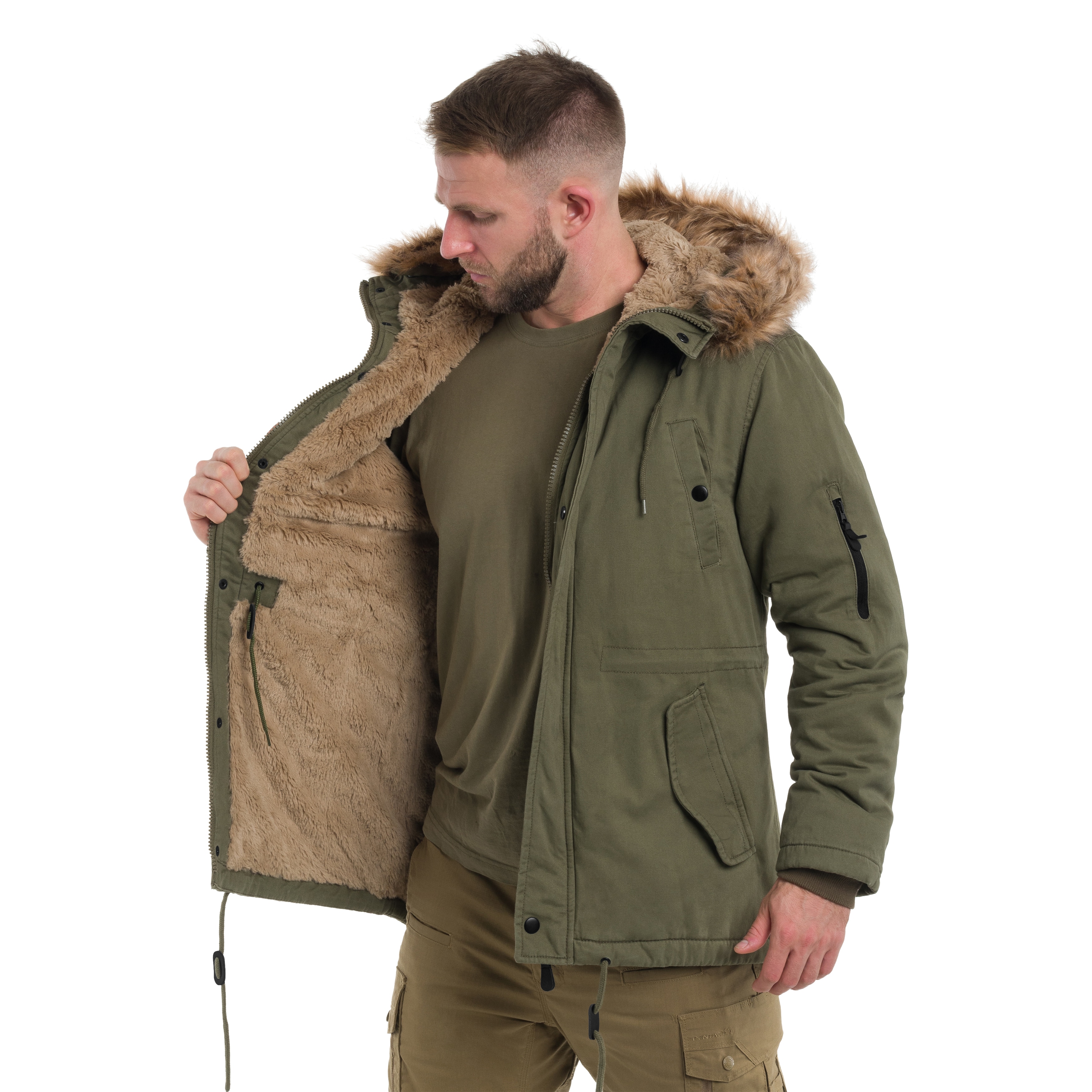 Military Wear Fish Tail Parka kabát - Olive