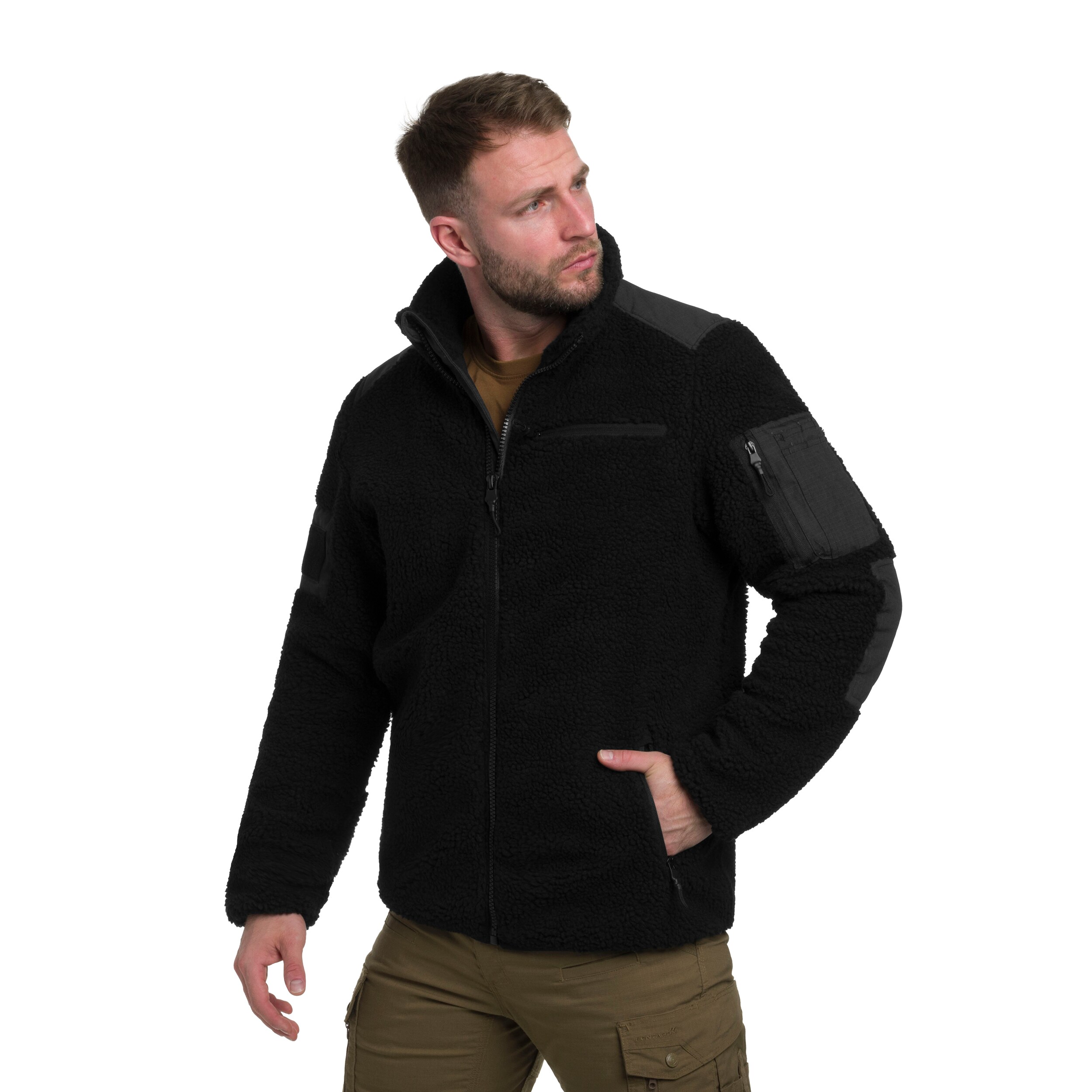 Military Wear Tactical Teddyfleece polár pulóver - Black