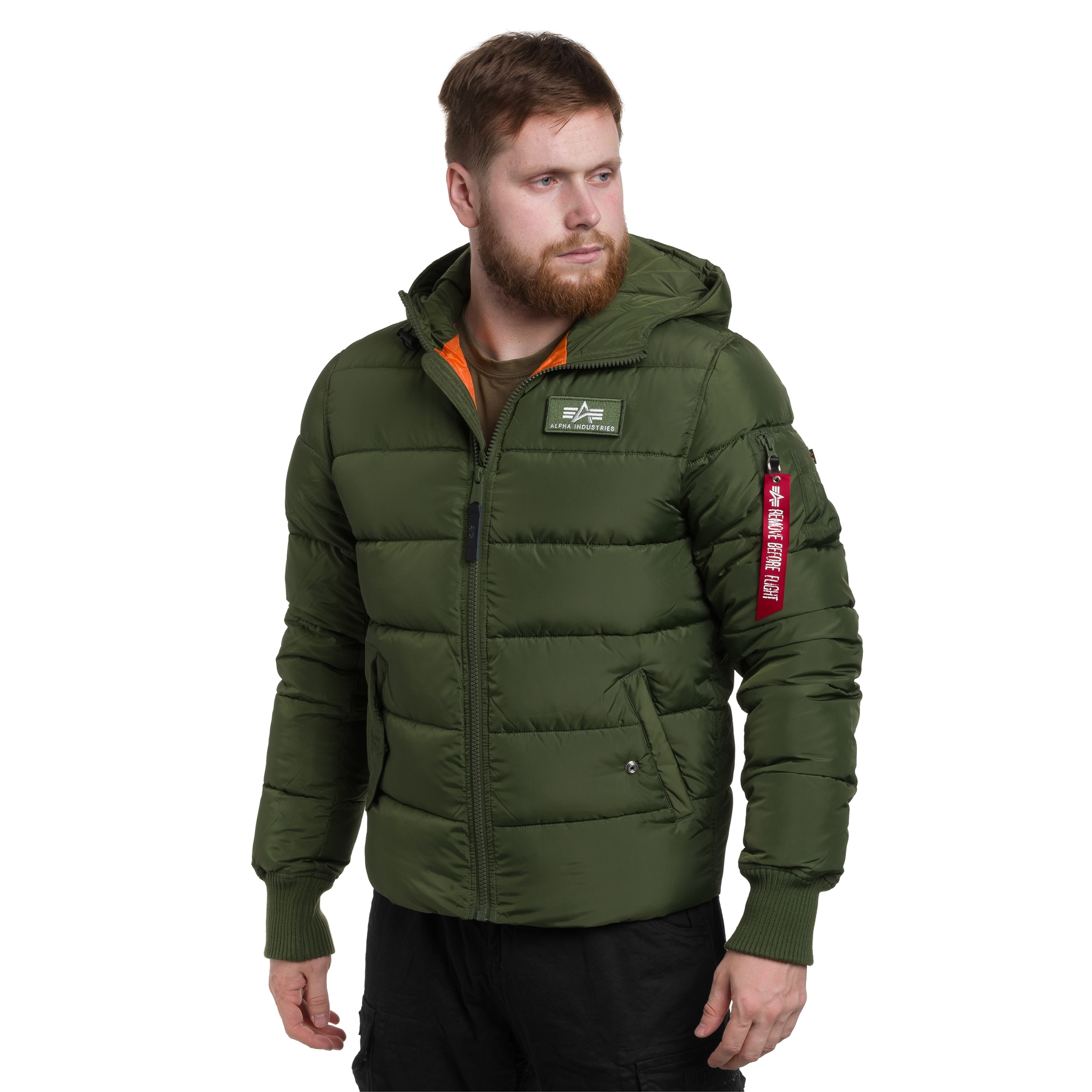 Alpha Industries Hooded Puffer FD kabát - Dark Green