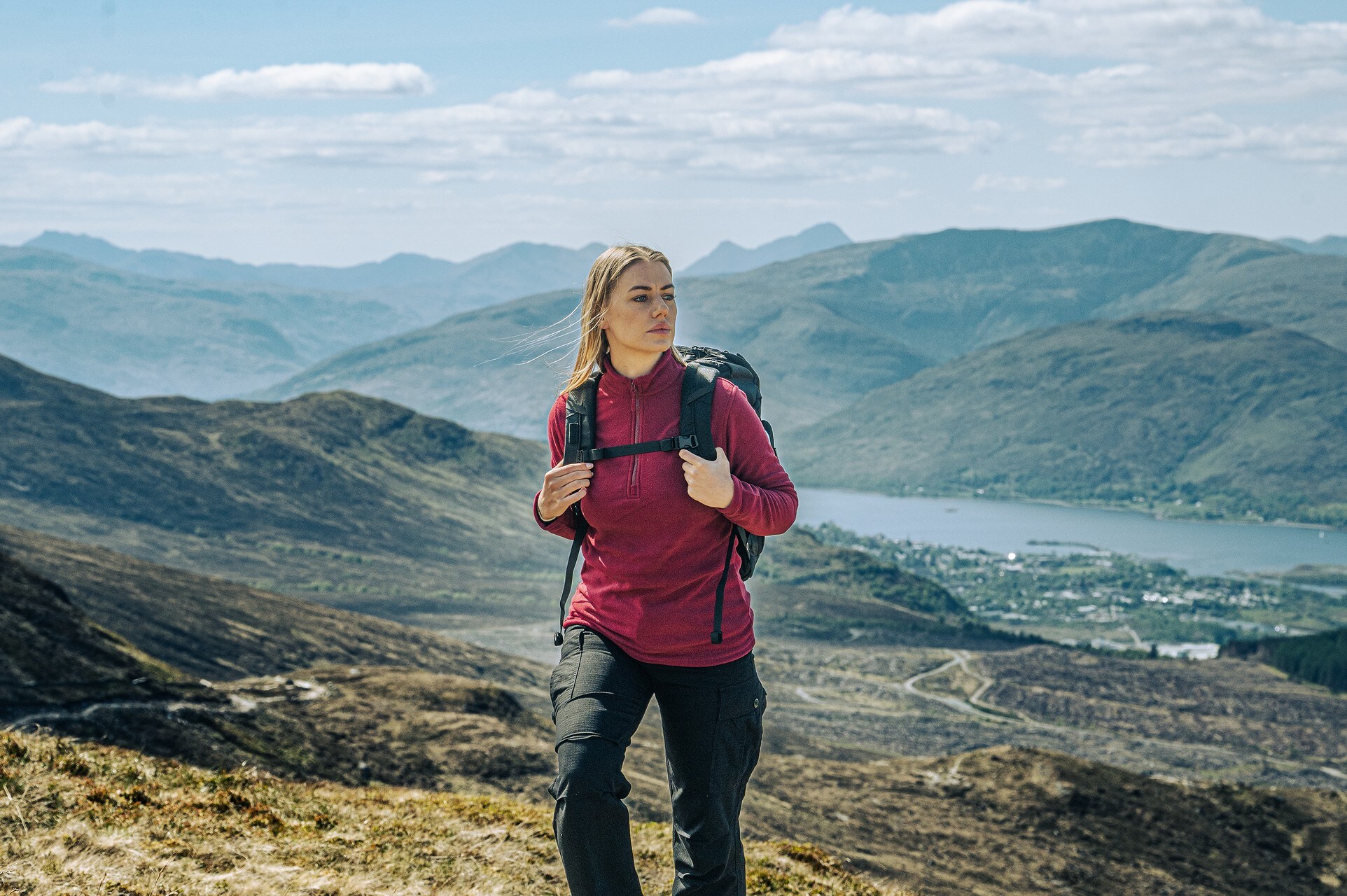 Highlander Outdoor Ember Fleece Top női polár pulóver - Rumba Red