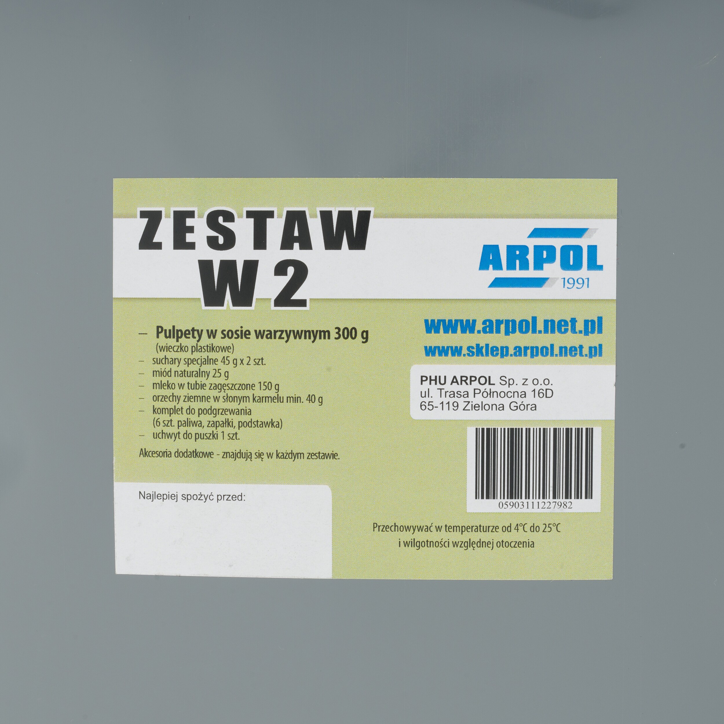 Arpol Katonai W2 élelmiszeradag - Húsgombúcok zöldséges szószban 300 g