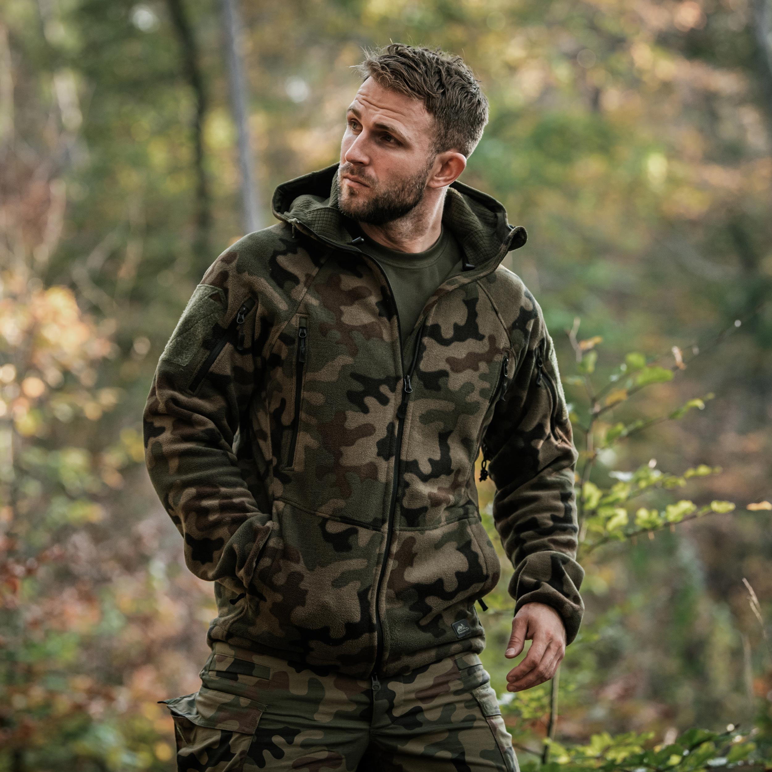 Helikon-Tex Patriot MK2 Hybrid Fleece polár pulóver - wz.93 Pantera PL Woodland