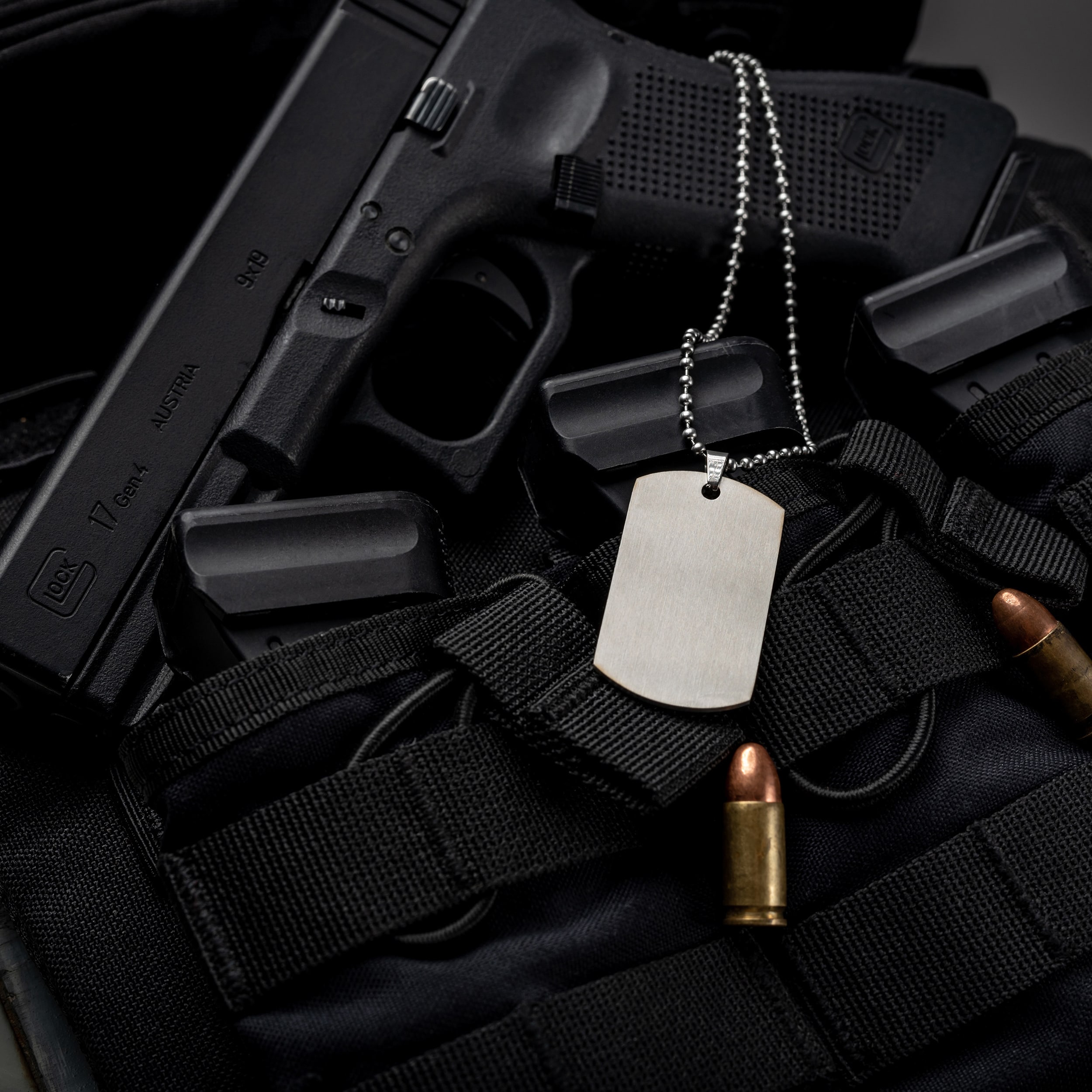 Piran rozsdamentes acél dögcédula - Szatén