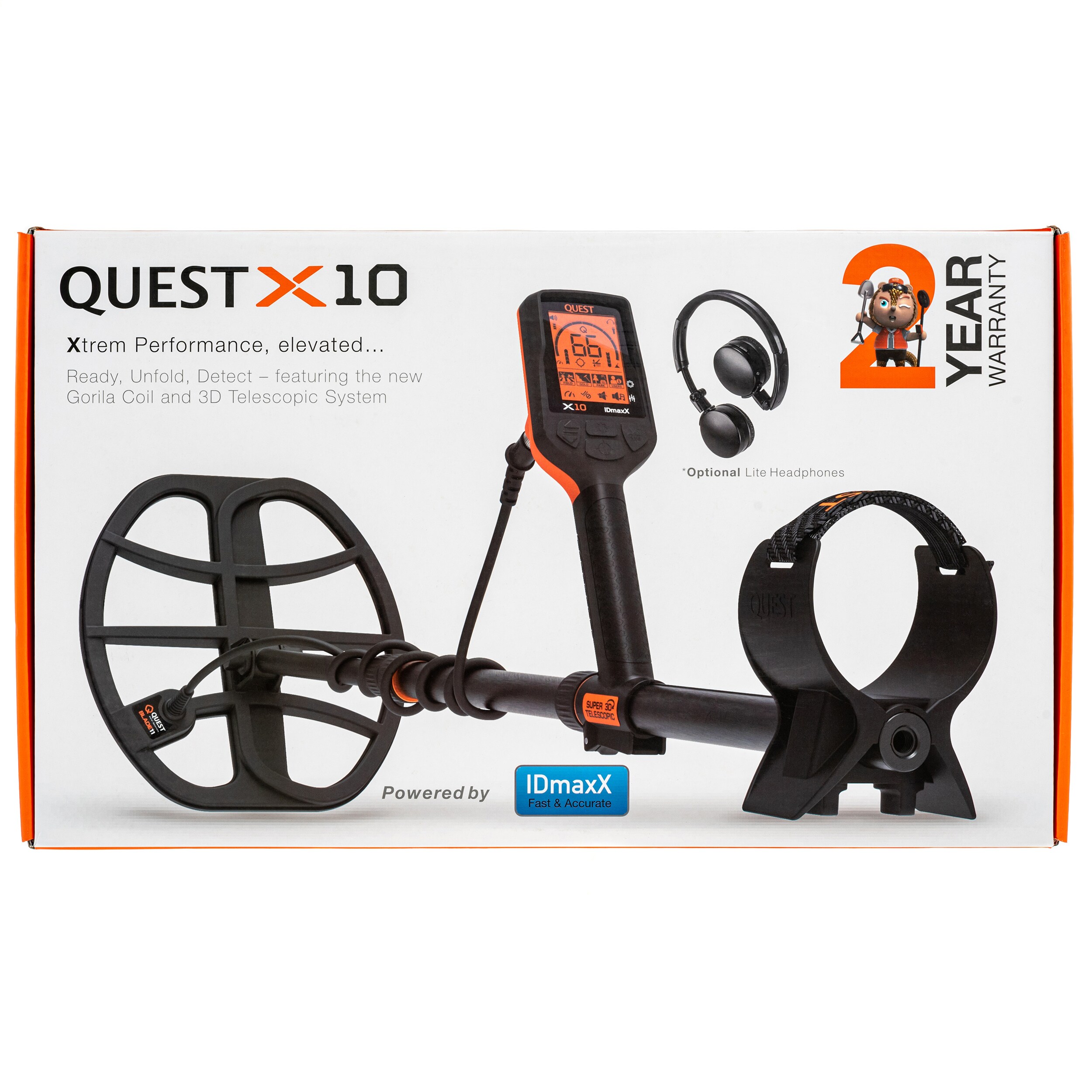 Quest X10 IDMaxX fémdetektor + vezeték nélküli fejhallgató