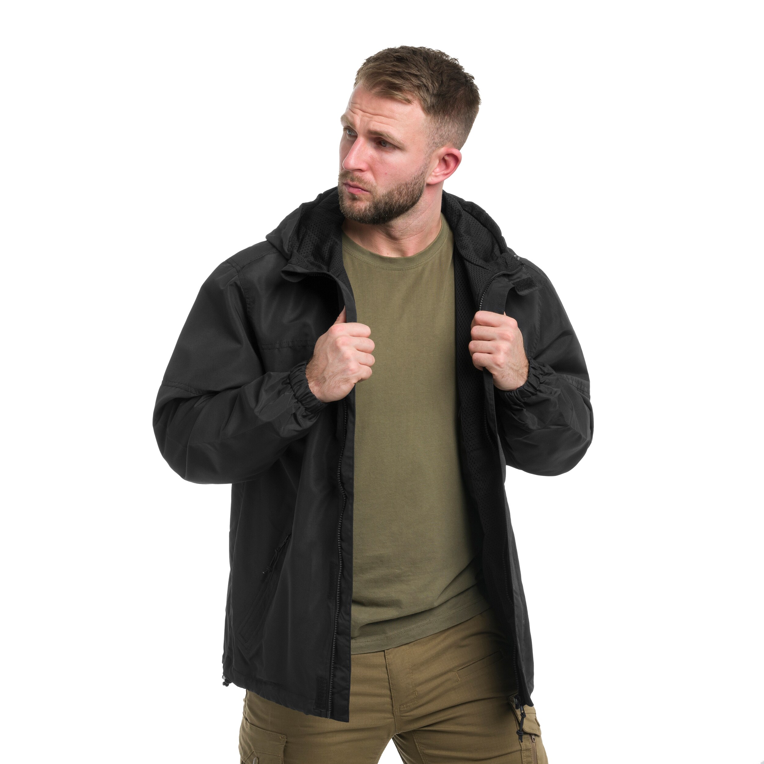 Brandit Light Windbreaker Frontzip kabát - Black