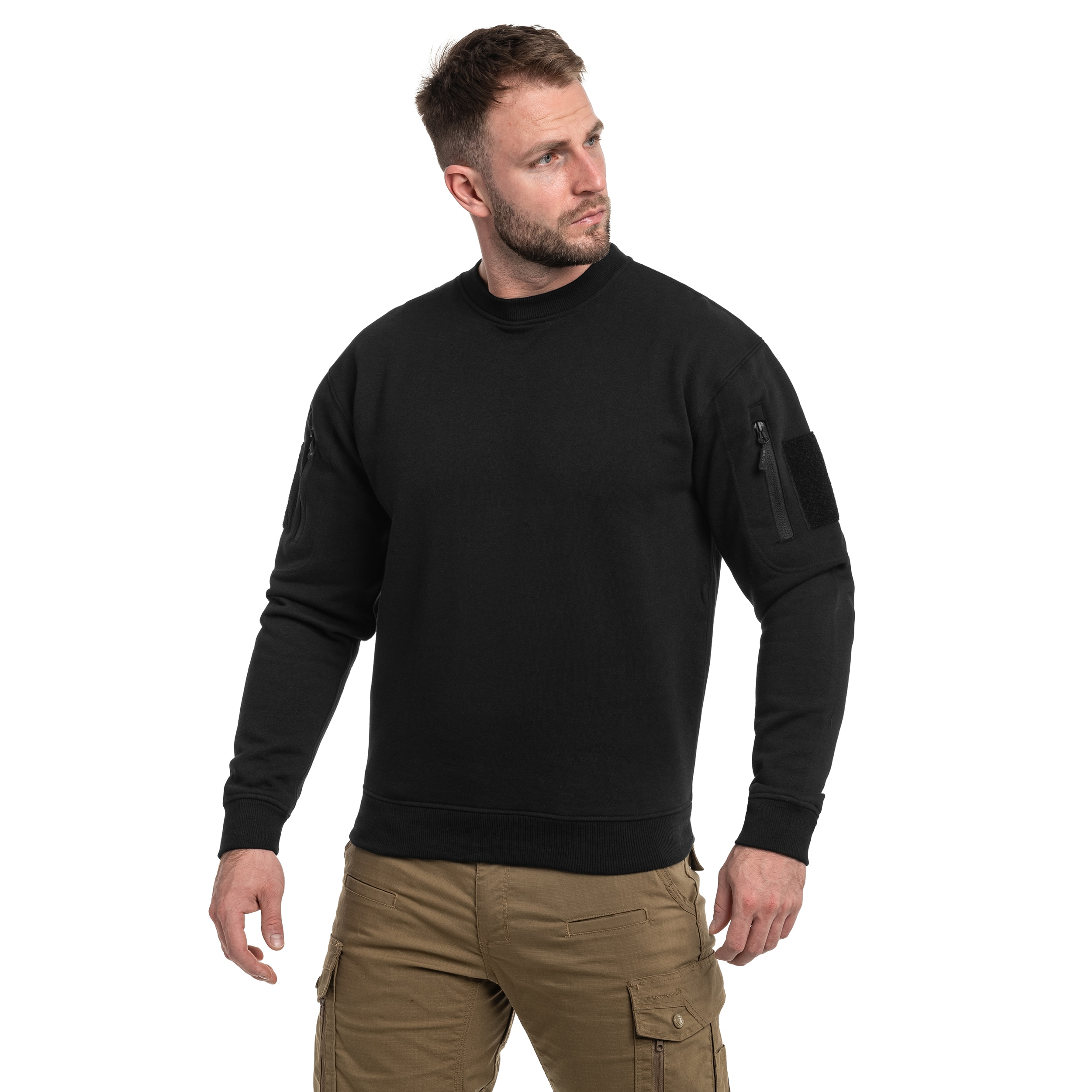 Mil-Tec Tactical Sweatshirt Round Neck pulóver - Black