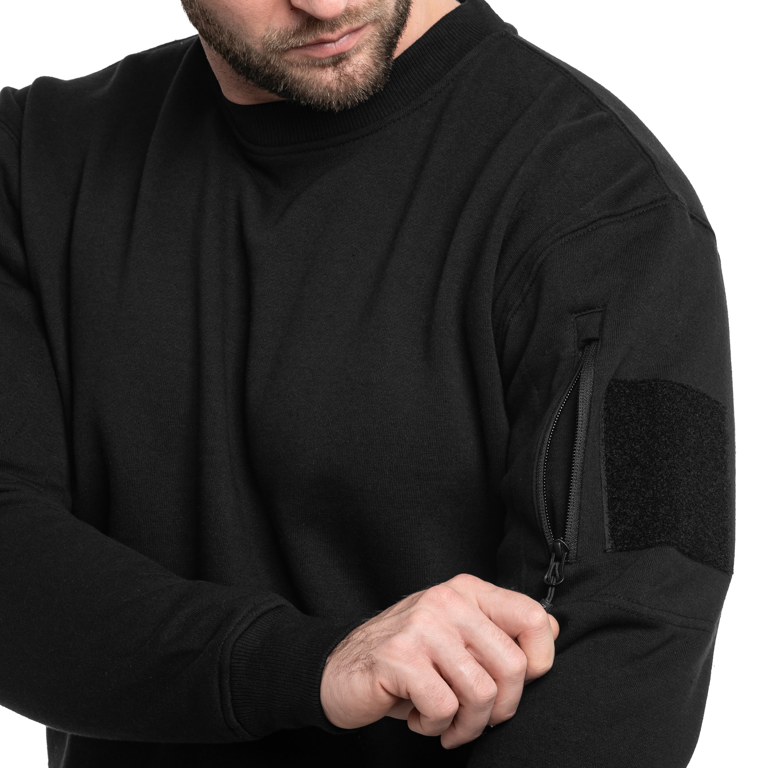 Mil-Tec Tactical Sweatshirt Round Neck pulóver - Black