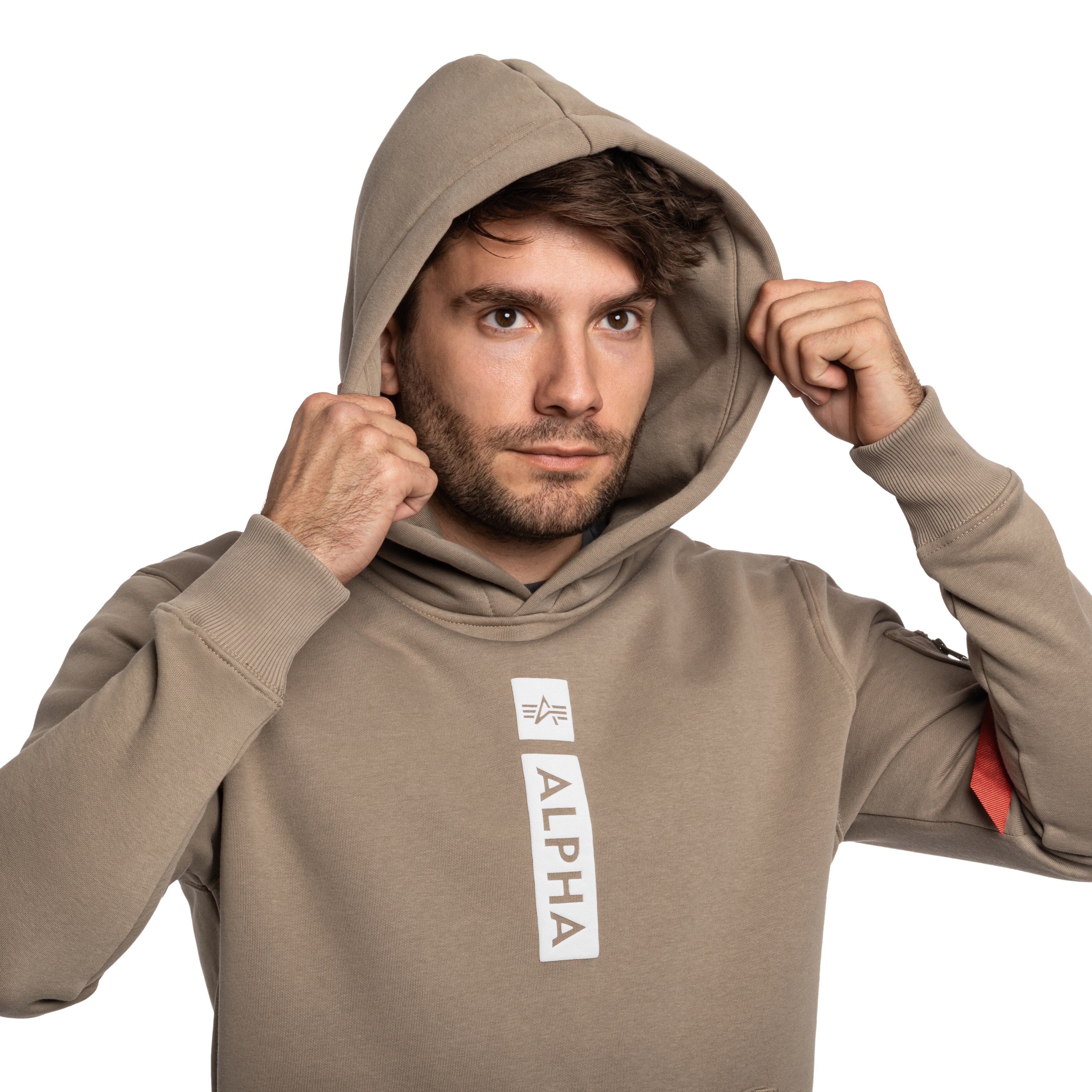 Alpha Industries Alpha Puff Print Hoodie pulóver- Vintage Sand