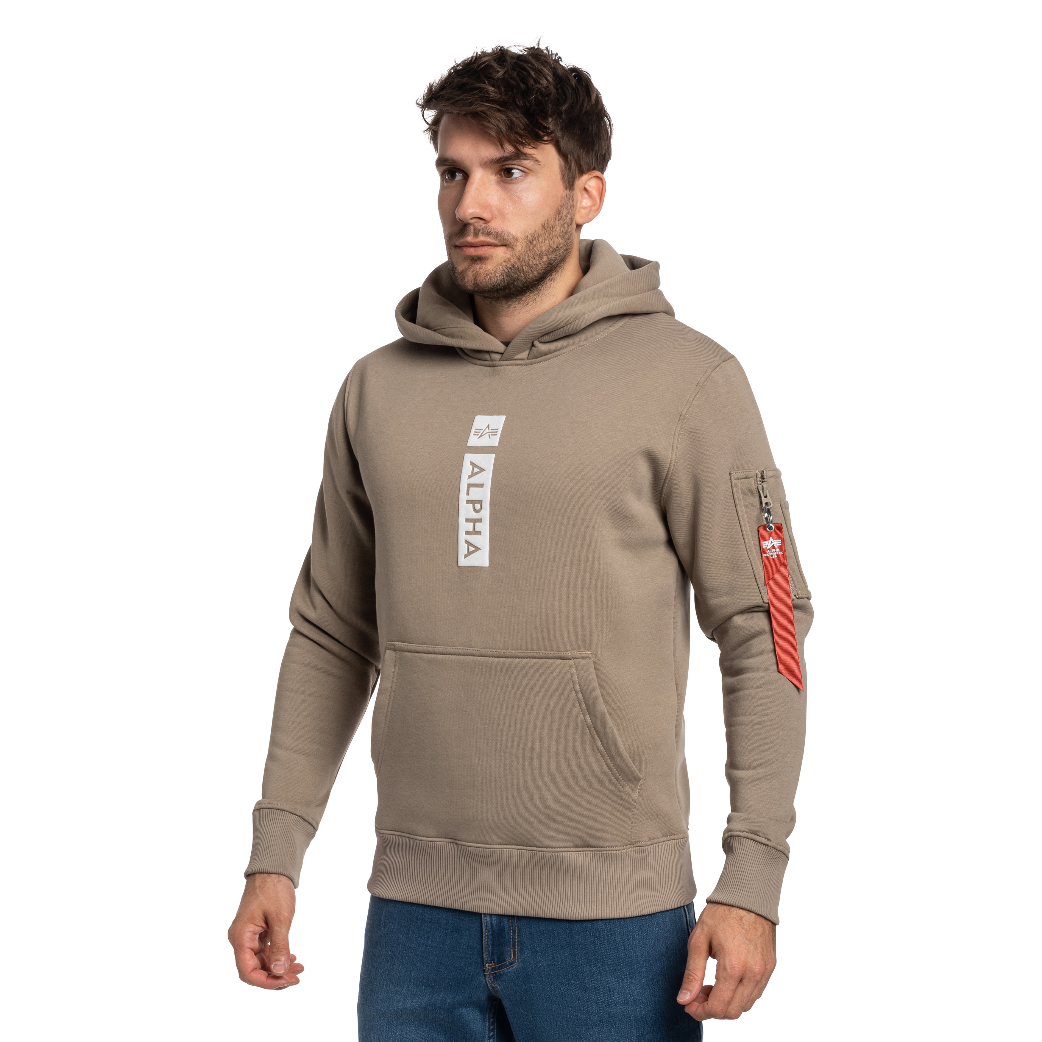 Alpha Industries Alpha Puff Print Hoodie pulóver- Vintage Sand