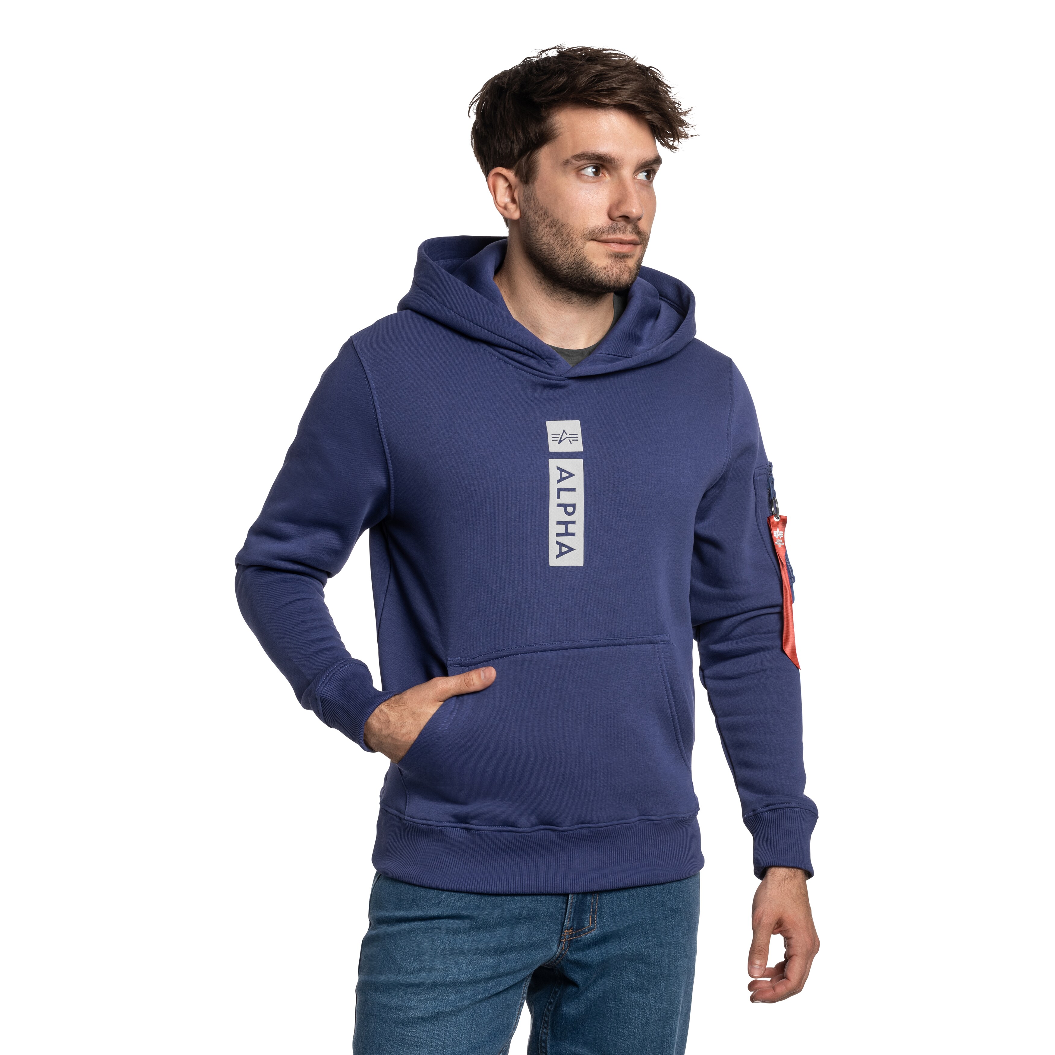 Alpha Industries Alpha Puff Print Hoodie pulóver- Night Purple