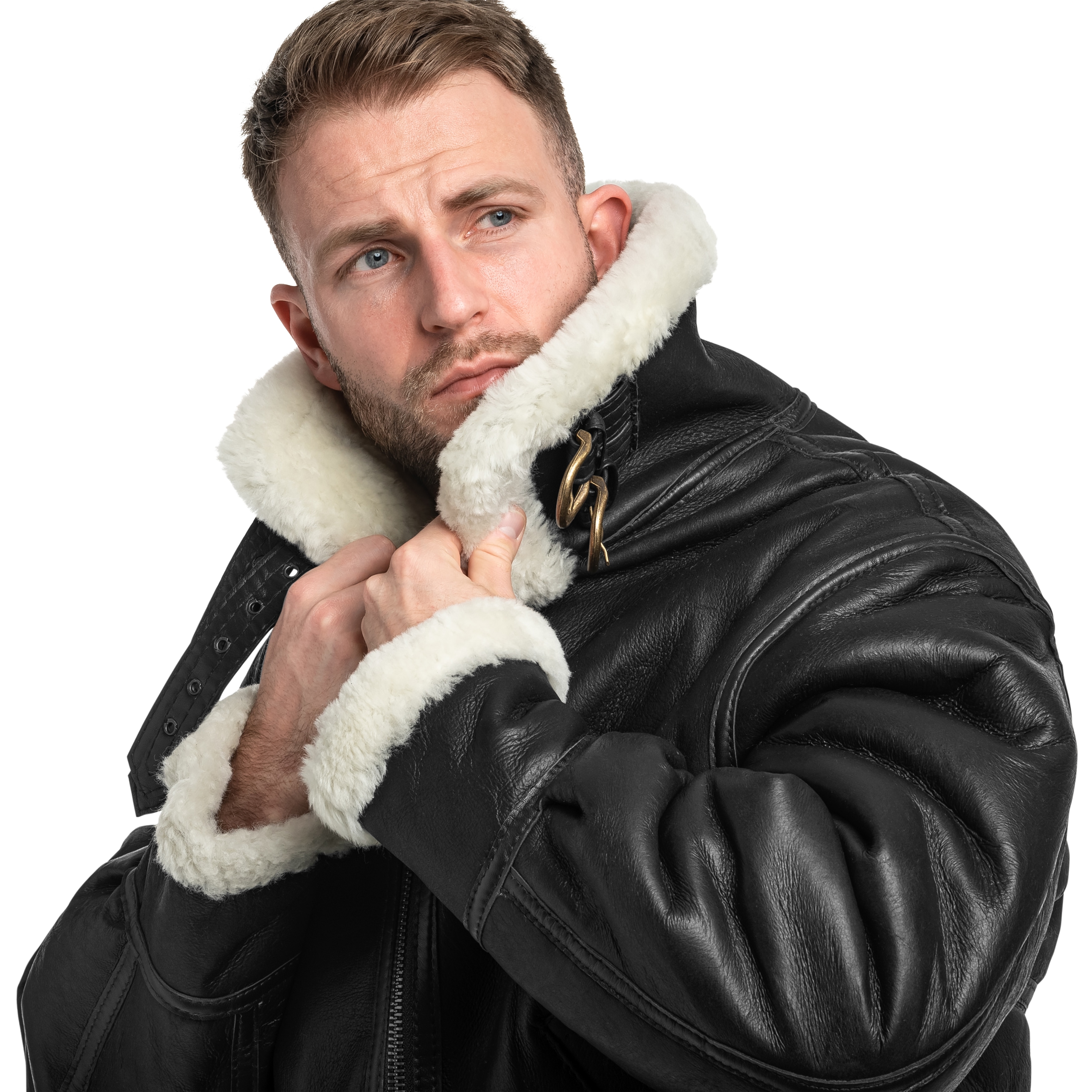 Mil-Tec US B3 Sheepskin Leather kabát - Black