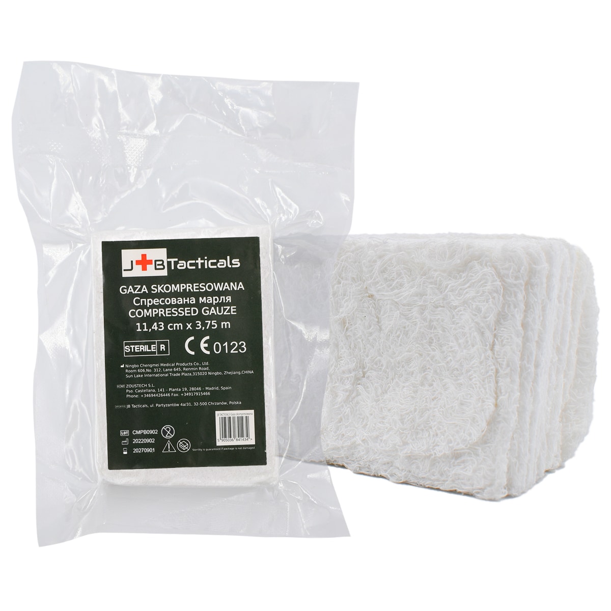 JB Tacticals Z-Fold kompressziós géz 11,43 x 375 cm