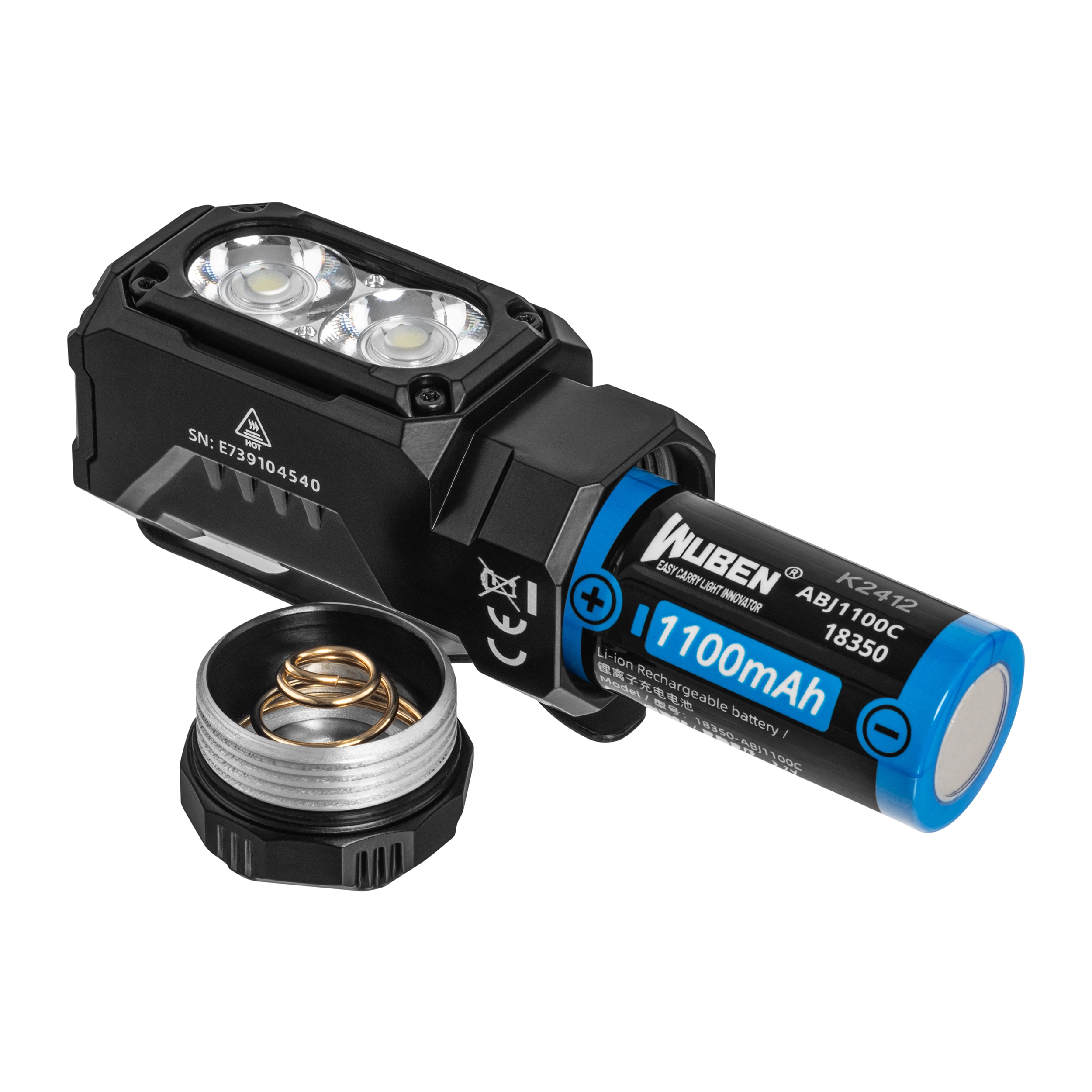 Wuben E7 6500K zseblámpa Black - 1800 lumen