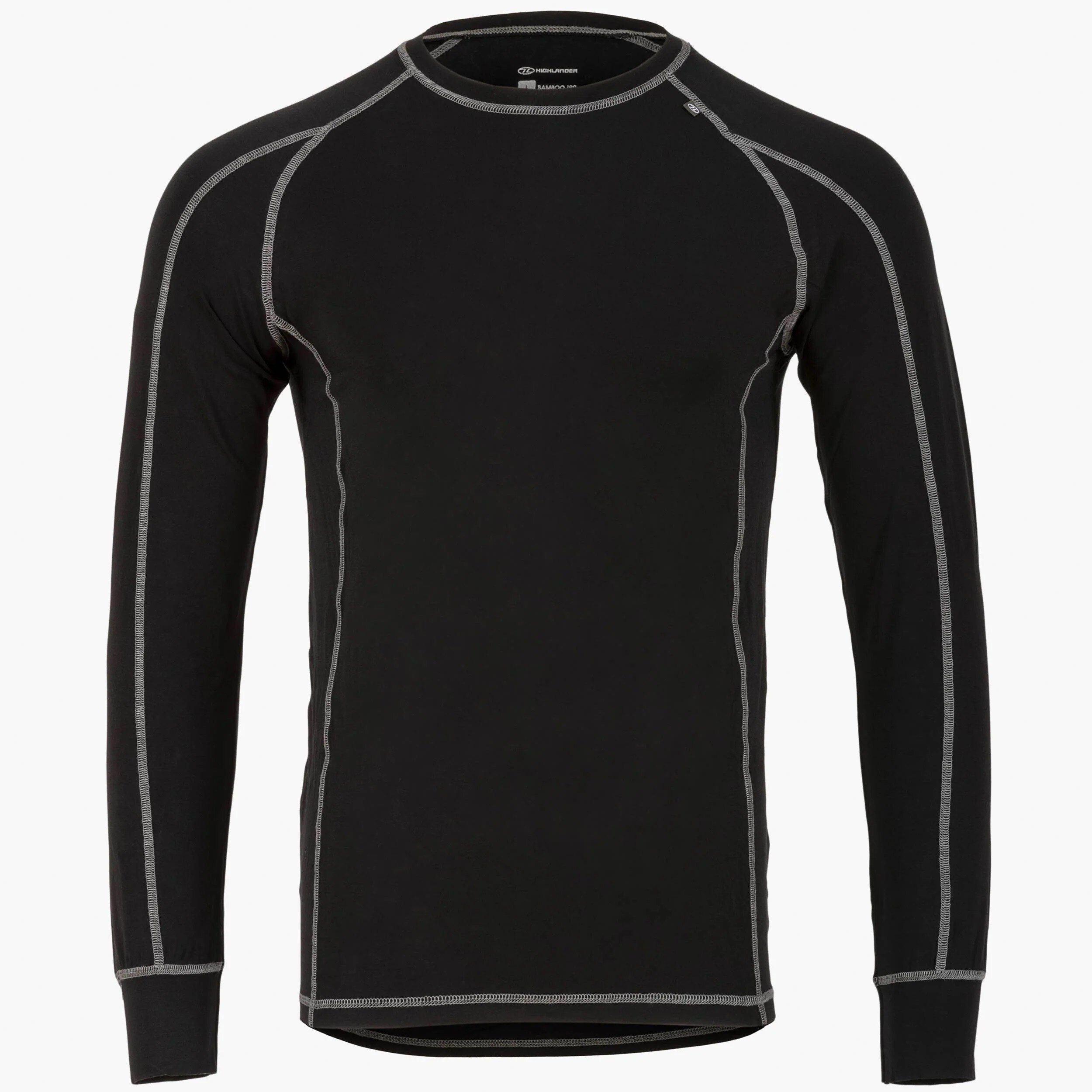 Highlander Outdoor Bamboo Base Layer Long Sleeve 190 hosszú ujjú thermoaktív póló - Black