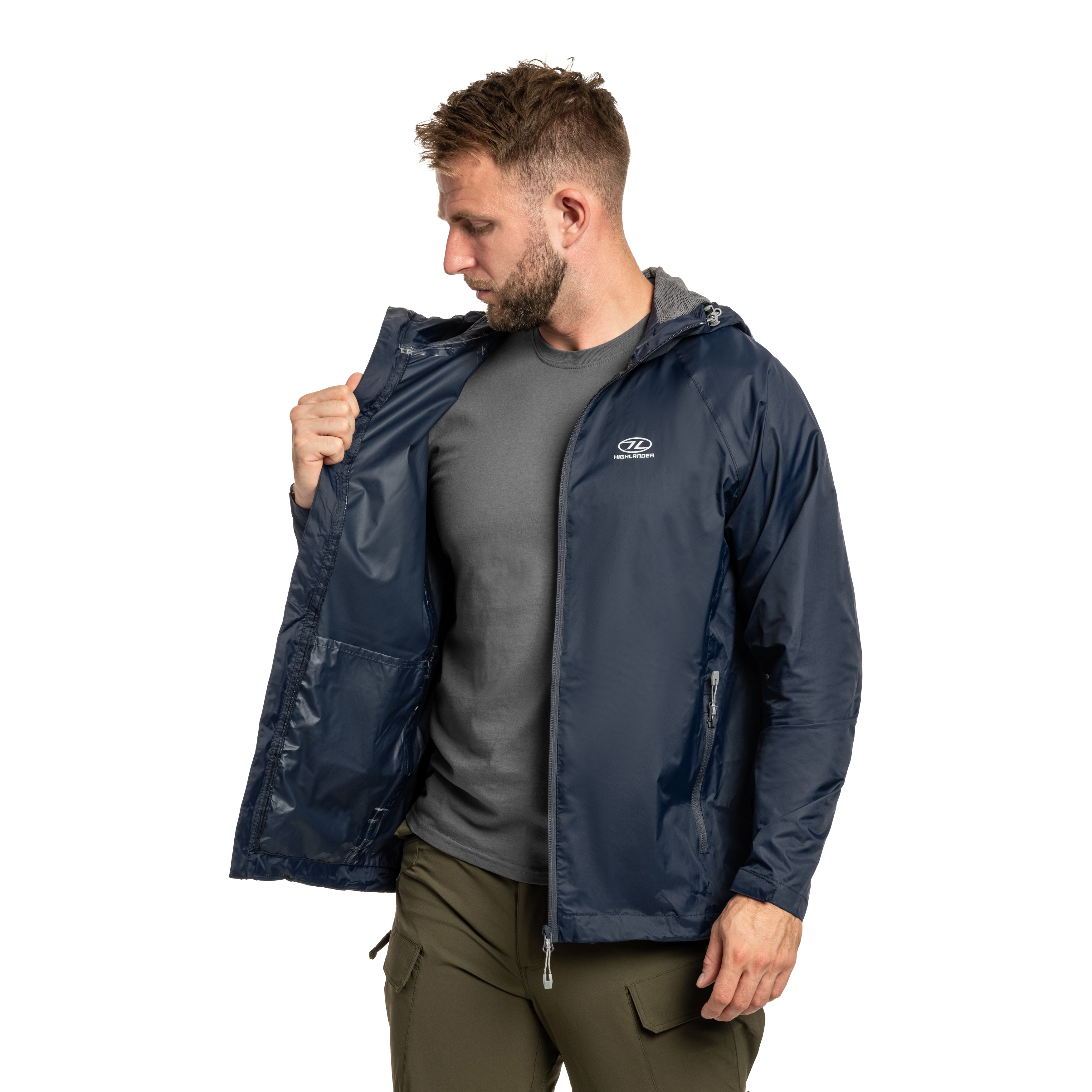 Highlander Outdoor Stow & Go Pack Away kabát - Navy Blue