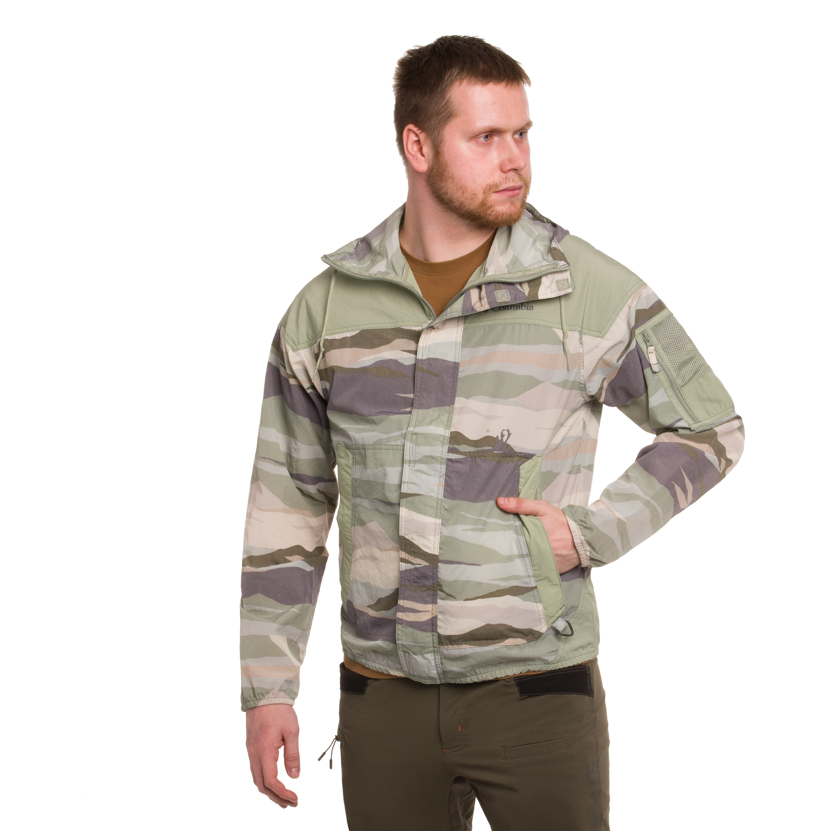 Columbia Challenger II Printed Windbreaker kabát - Safari Roque Valley/Safari