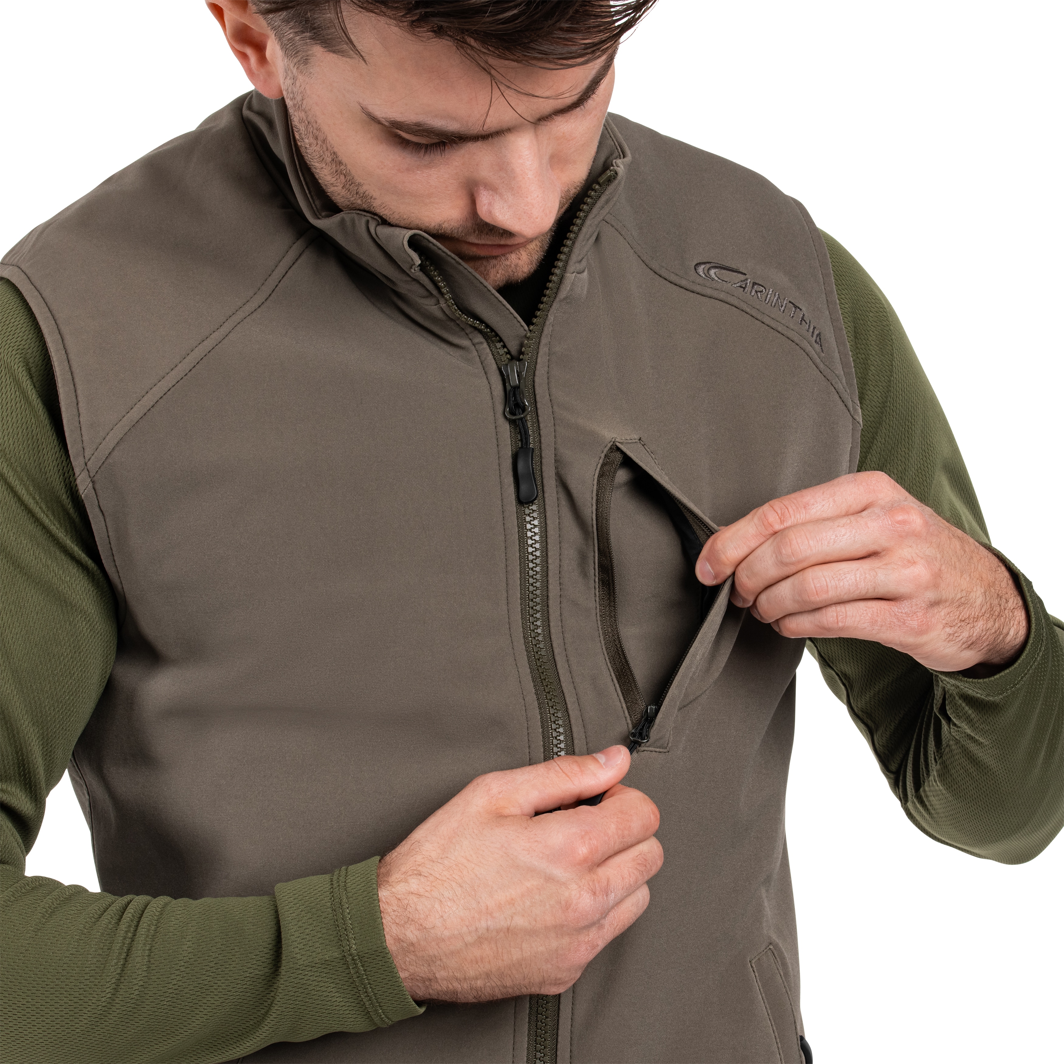 Carinthia Loftshell Climate Vest ujjatlan kabát - Olive