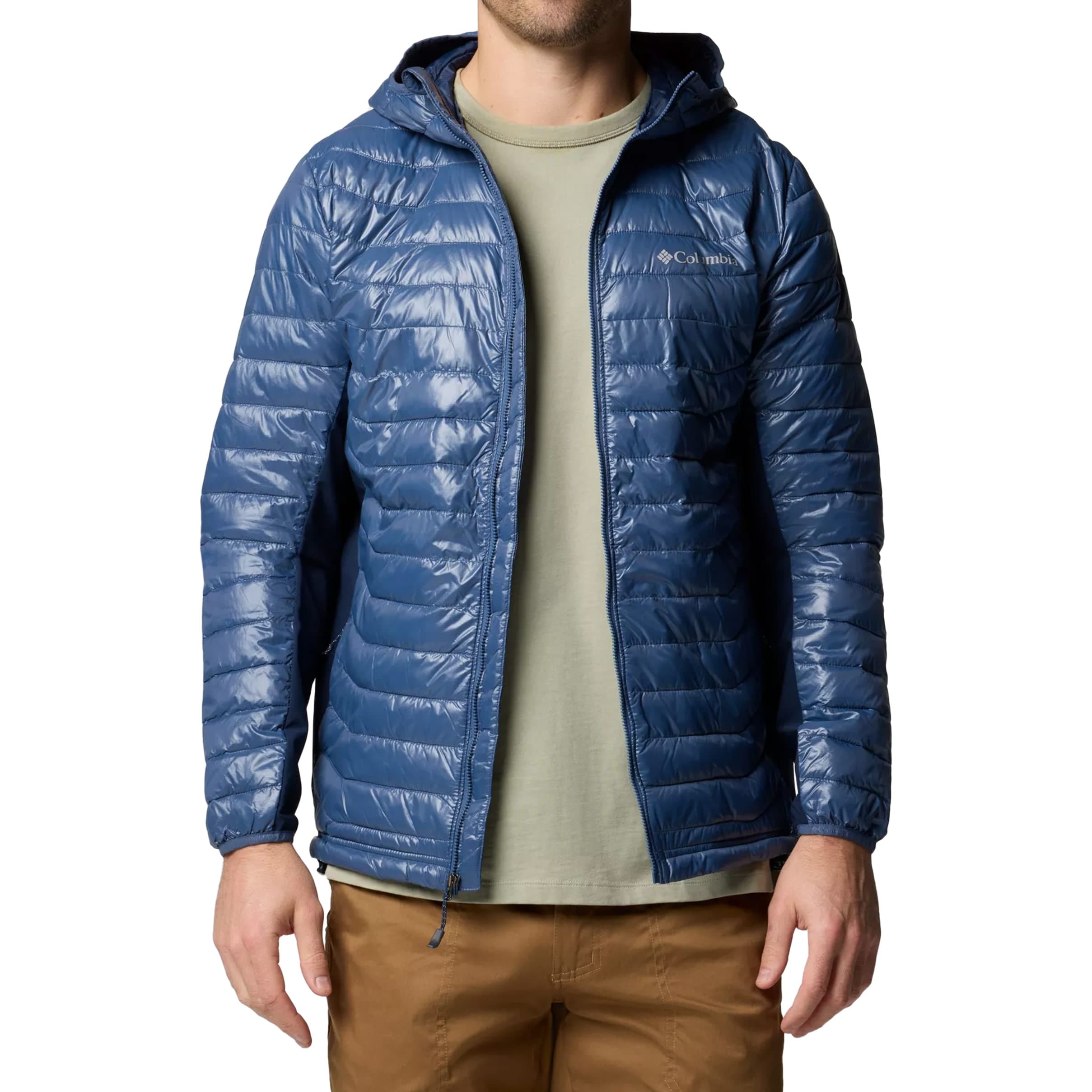 Columbia Powder Pass Hooded Hybrid Puffer Jacket kabát - Dark Mountain/Collegiate Navy