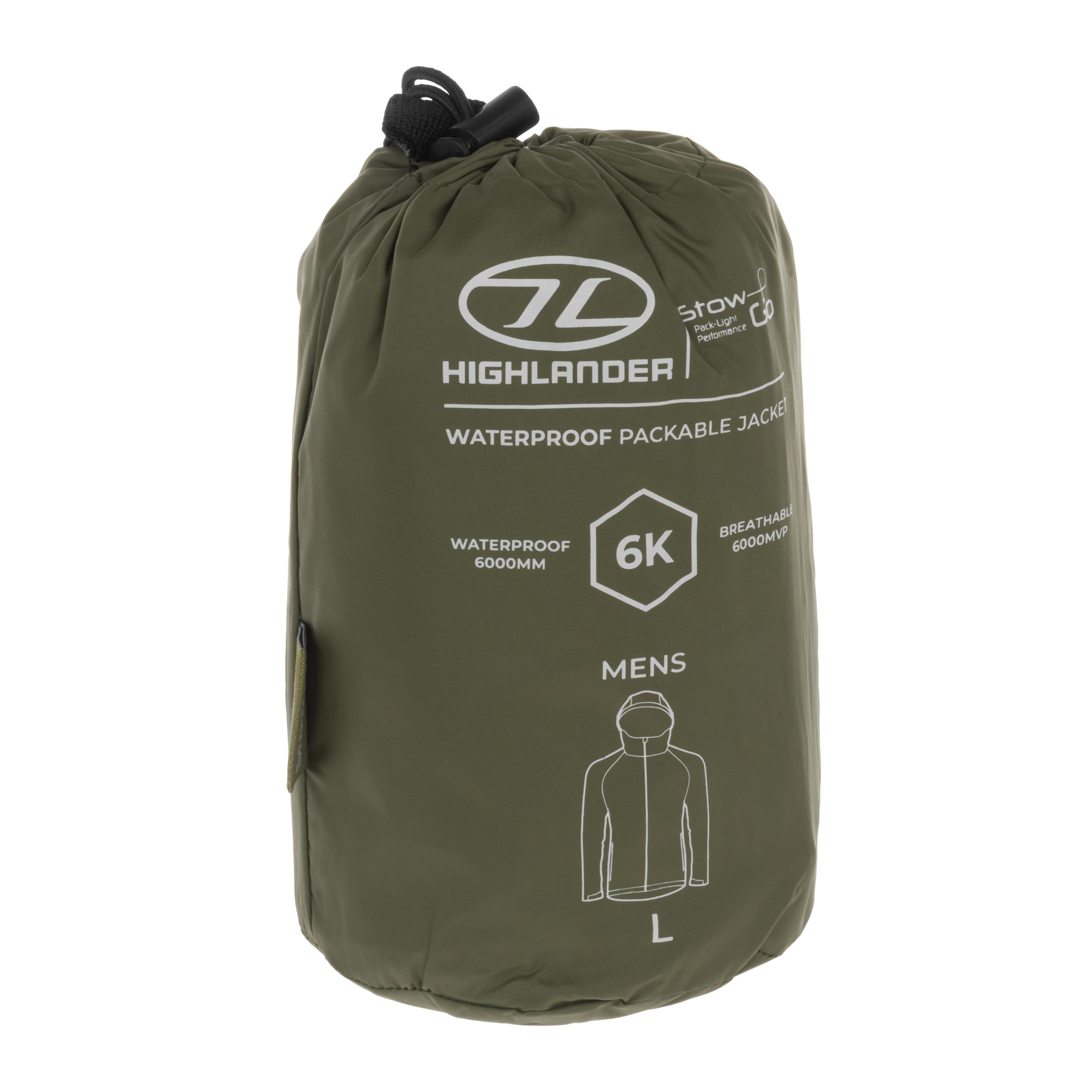 Highlander Outdoor Stow & Go Pack Away V2 kabát - Olive Green