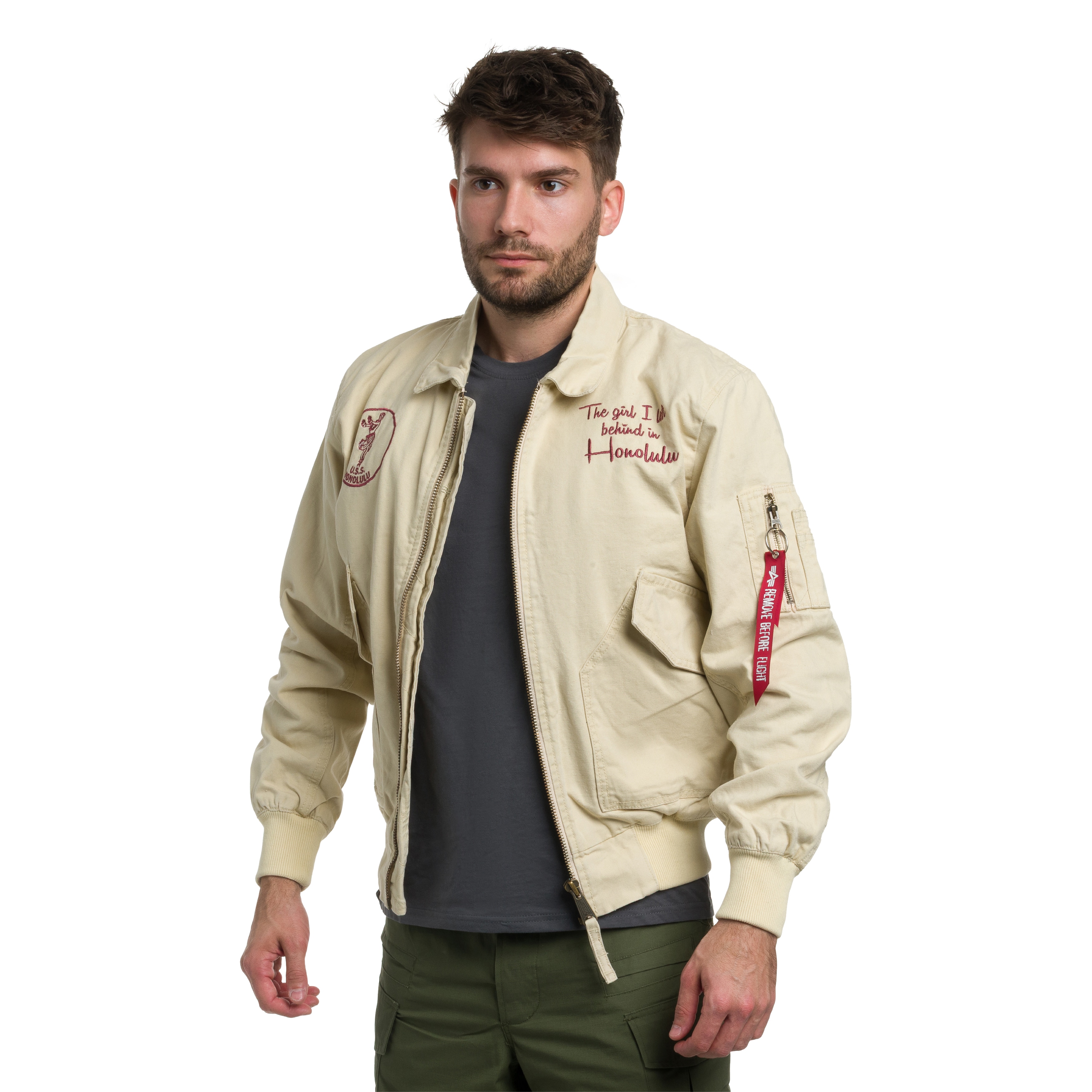Alpha Industries CWU-45 Canvas Honolulu kabát - Vintage White