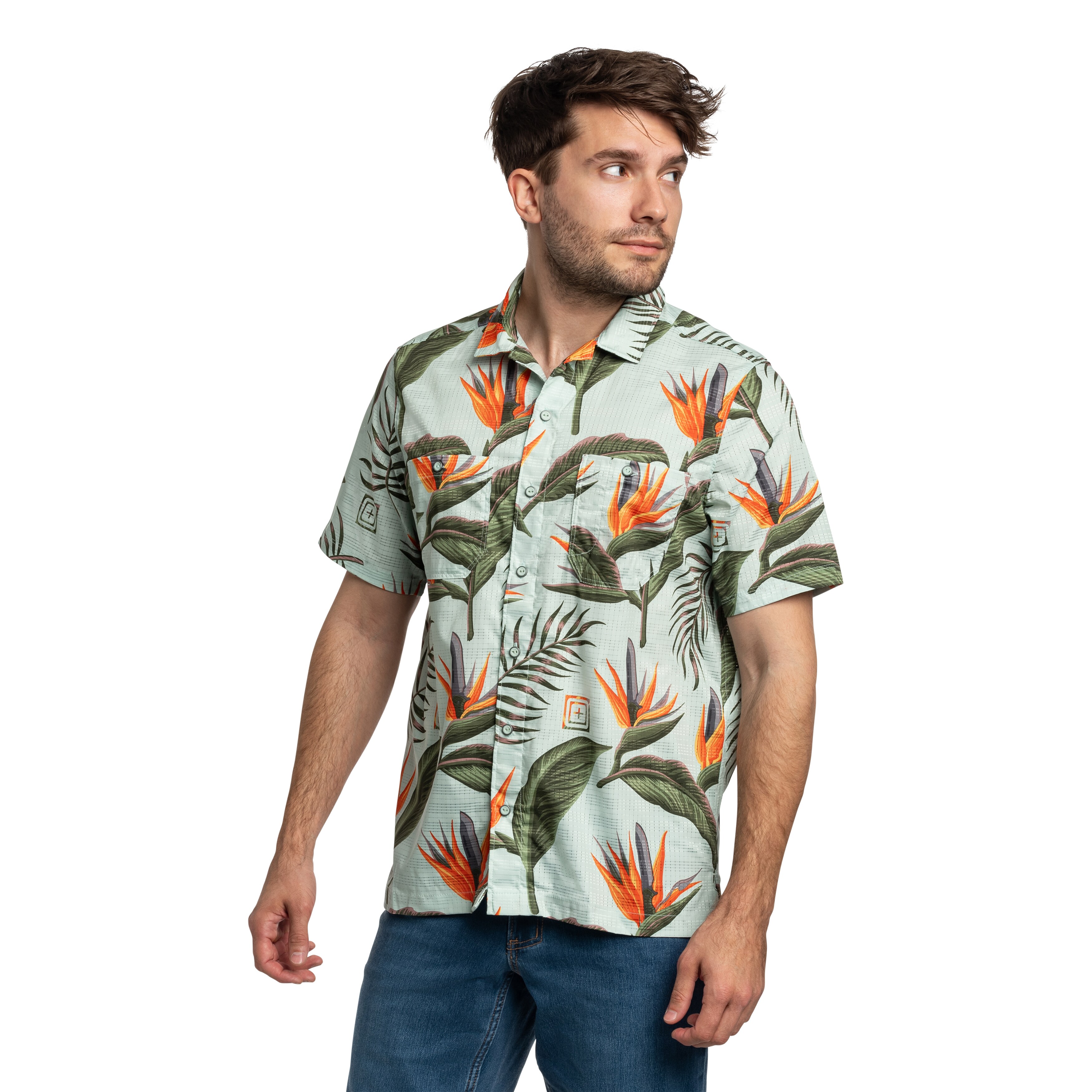 5.11 Adventure Print Short Slevee ing - Light Aqua Knives of Paradise