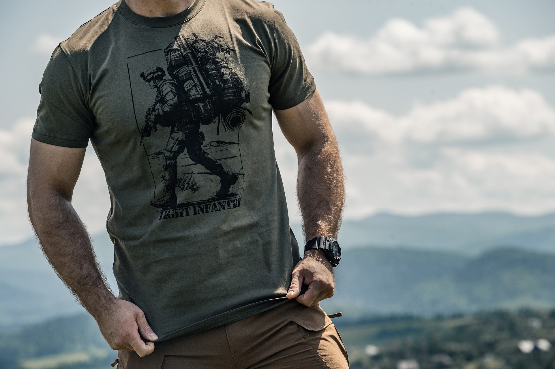 Helikon Light Infantry T-shirt póló - Olive Green