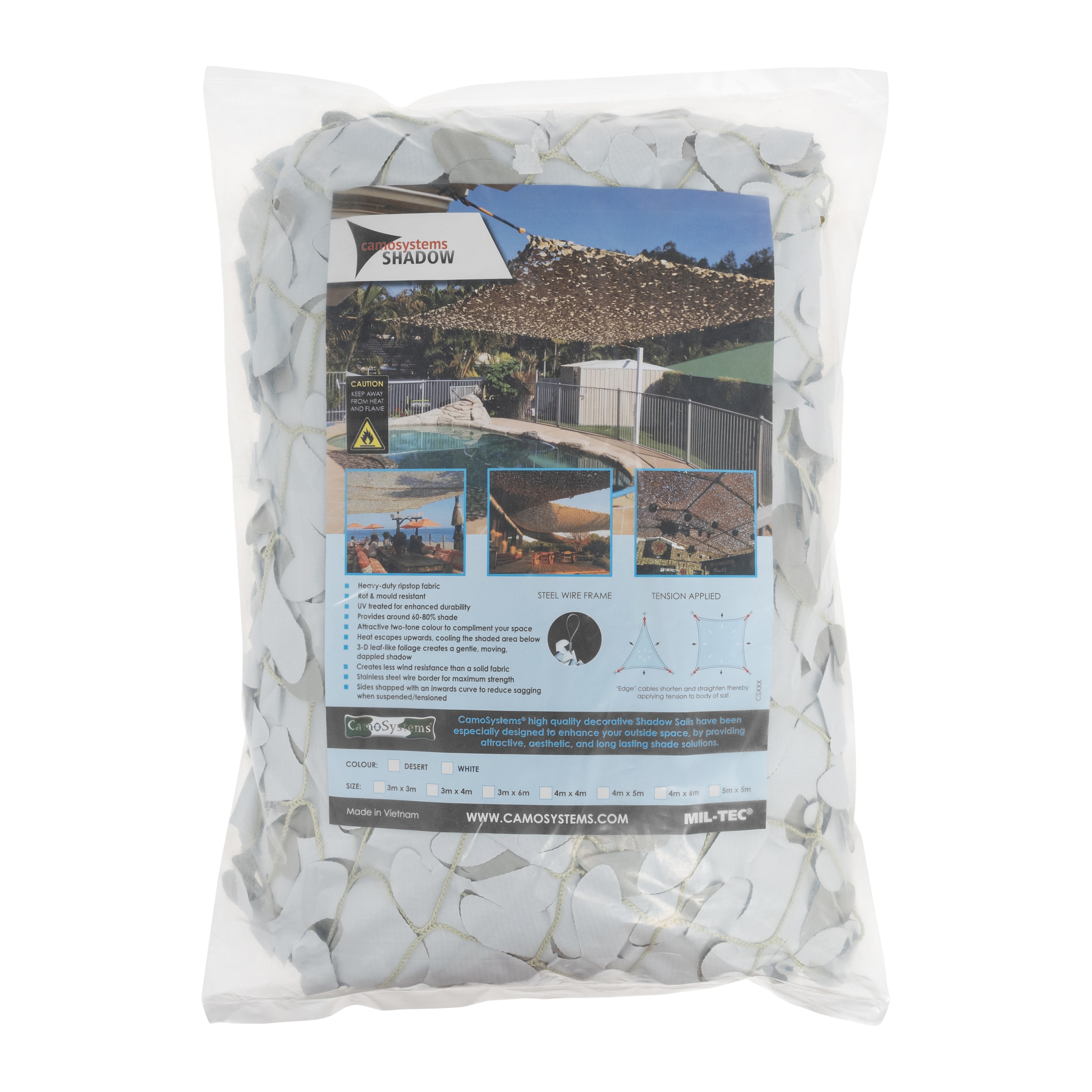 Mil-Tec CamoSystems Shadow Sail Net Broadleaf álcaháló 4 x 4 m - White