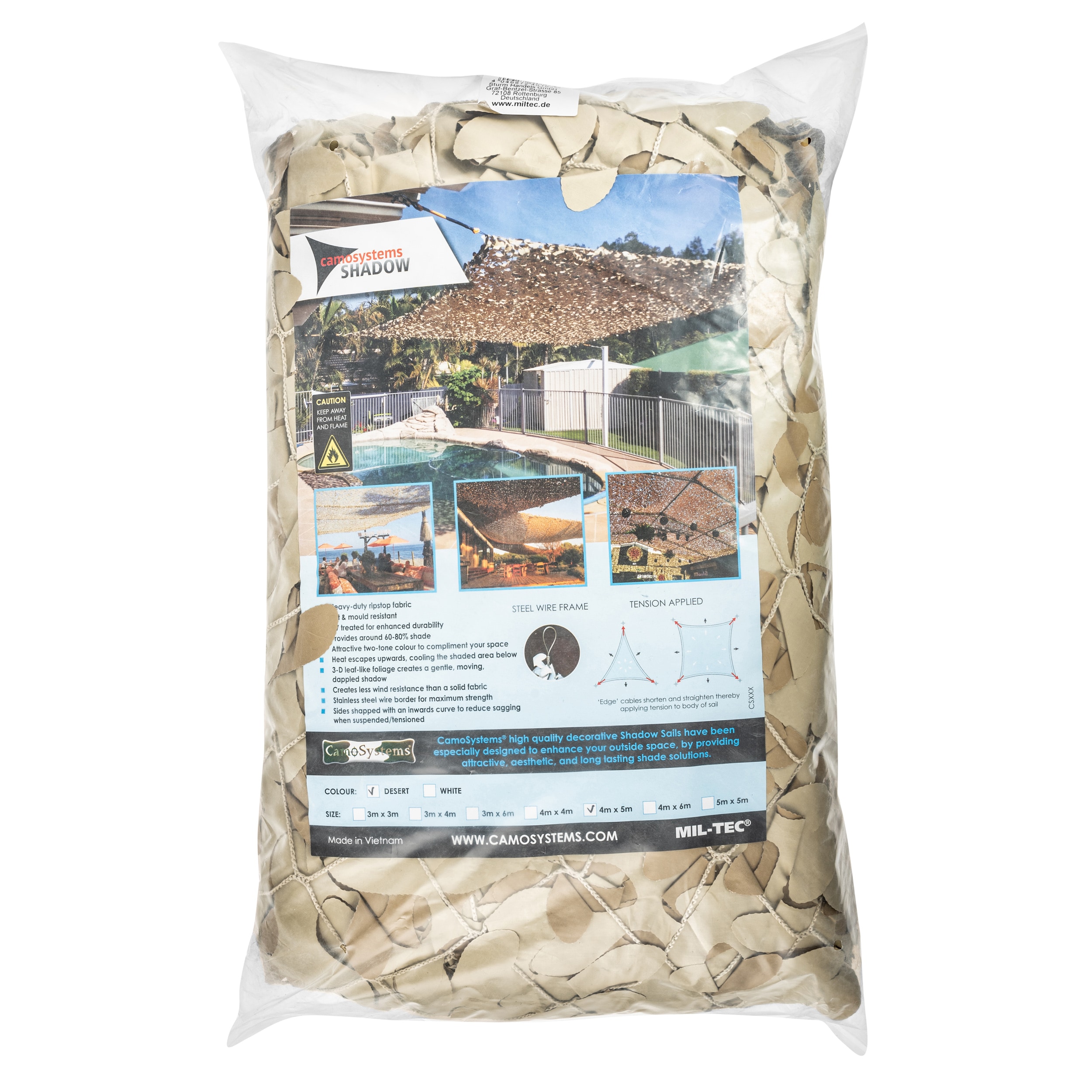 Mil-Tec CamoSystems Shadow Sail Net Broadleaf álcaháló 4 x 5 m - Desert